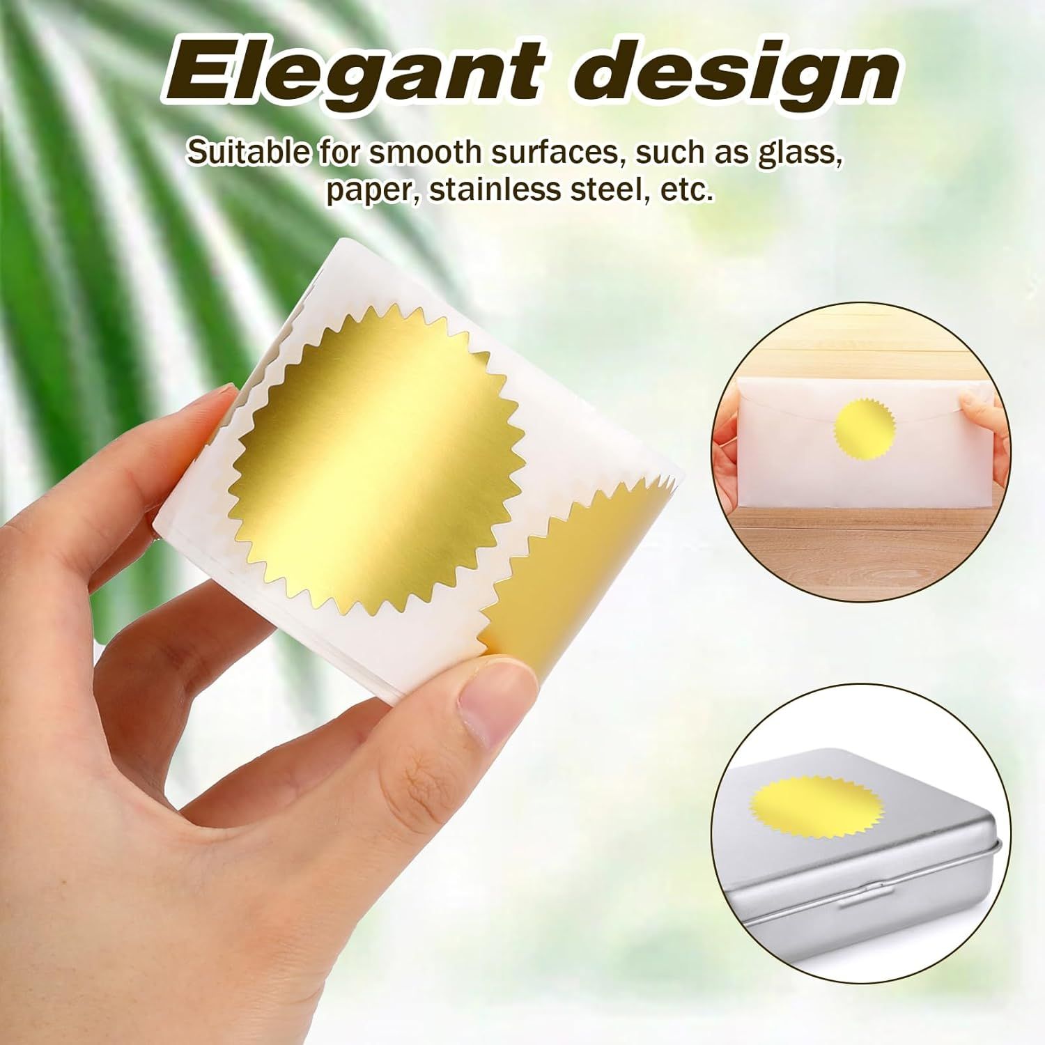 Gold Seals for Certificates 2" Round Gold Envelope Seal Stickers Golden Metallic Embossing Foil Sticker with Serrated Edge for Package, Wedding Envelope, Graduation, 250 Stickers Per Roll