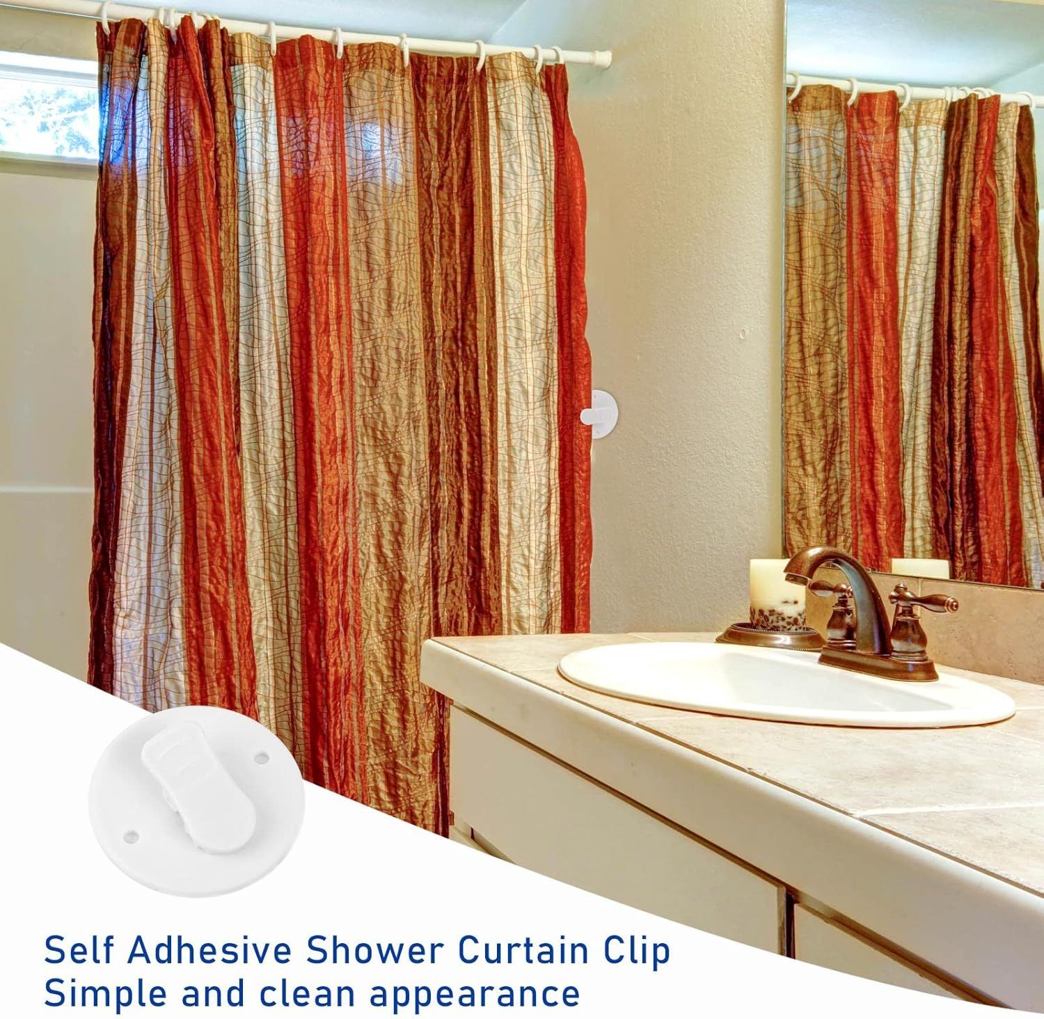 4Pcs Shower Curtain Clips Shower Splash Guard Holder Clear Self Adhesive Windproof Splash Clips Bathroom Curtain Weight Clip for Home