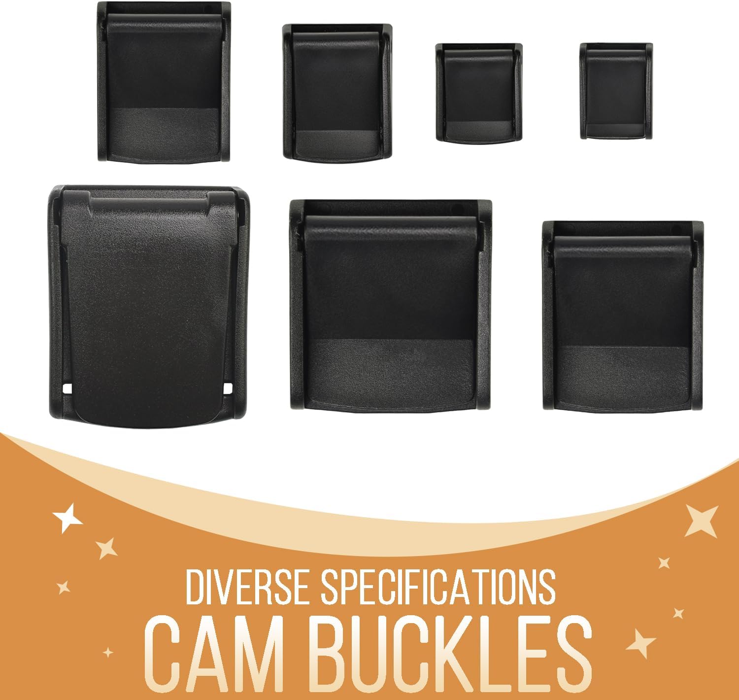 CooBigo 10Pack 1 Inch Black Cam Buckles, Plastic Toggle Buckle Clip for Pet Chest Vest, Car Roof Bag, Backpack Luggage Straps, Belt DIY Craft Accessories 25.5mm