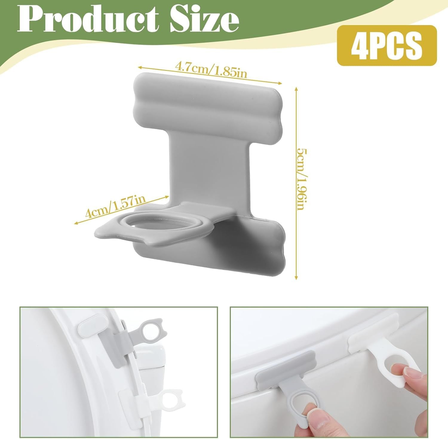 4 PCS Toilet Seat Lifter Tab, Silicone Toilet Seat Lid Lifter, Toilets Handle Tabs Can Avoid Touching the Toilets for Home Bathroom, Office, Hotel White, Gray