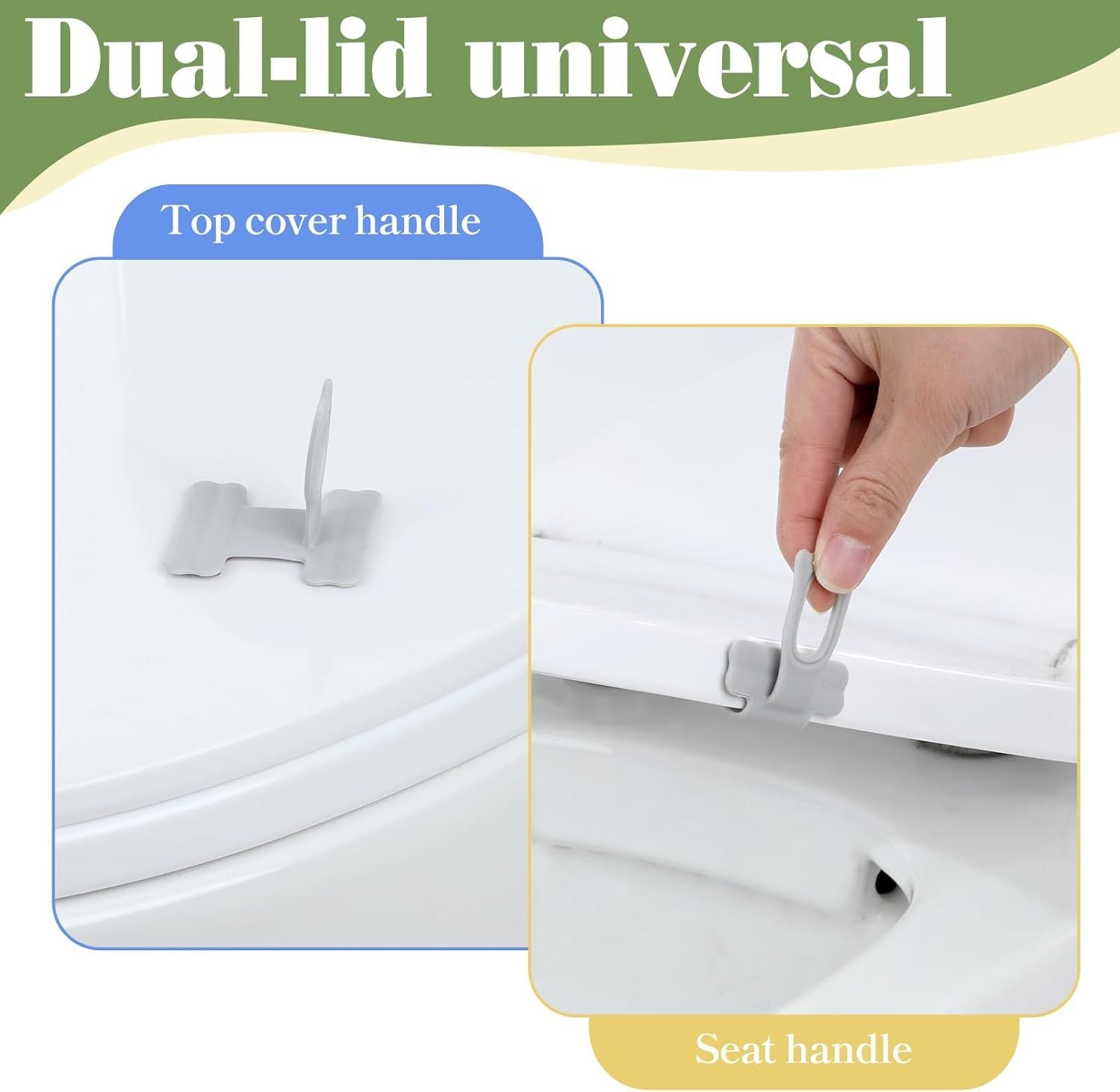 4 PCS Toilet Seat Lifter Tab, Silicone Toilet Seat Lid Lifter, Toilets Handle Tabs Can Avoid Touching the Toilets for Home Bathroom, Office, Hotel White, Gray