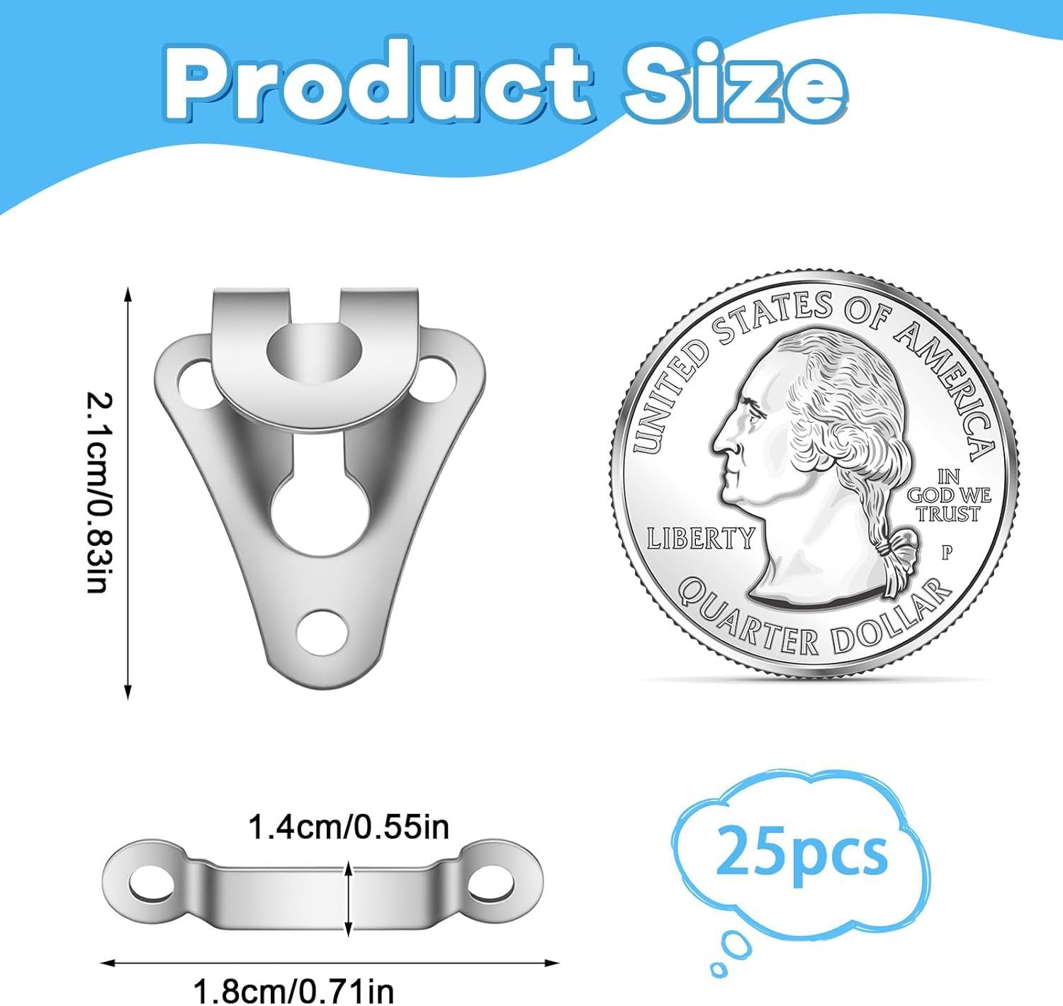25 Set Hook and Eye Sewing Closures for Clothing, Metal Pant Hooks for Waist, Replacement Hook and Eye Closure, Sewing Belt Hooks for Pants, Waist, Bra, Jeans, Trouser Skirt, Dress, DIY Craft