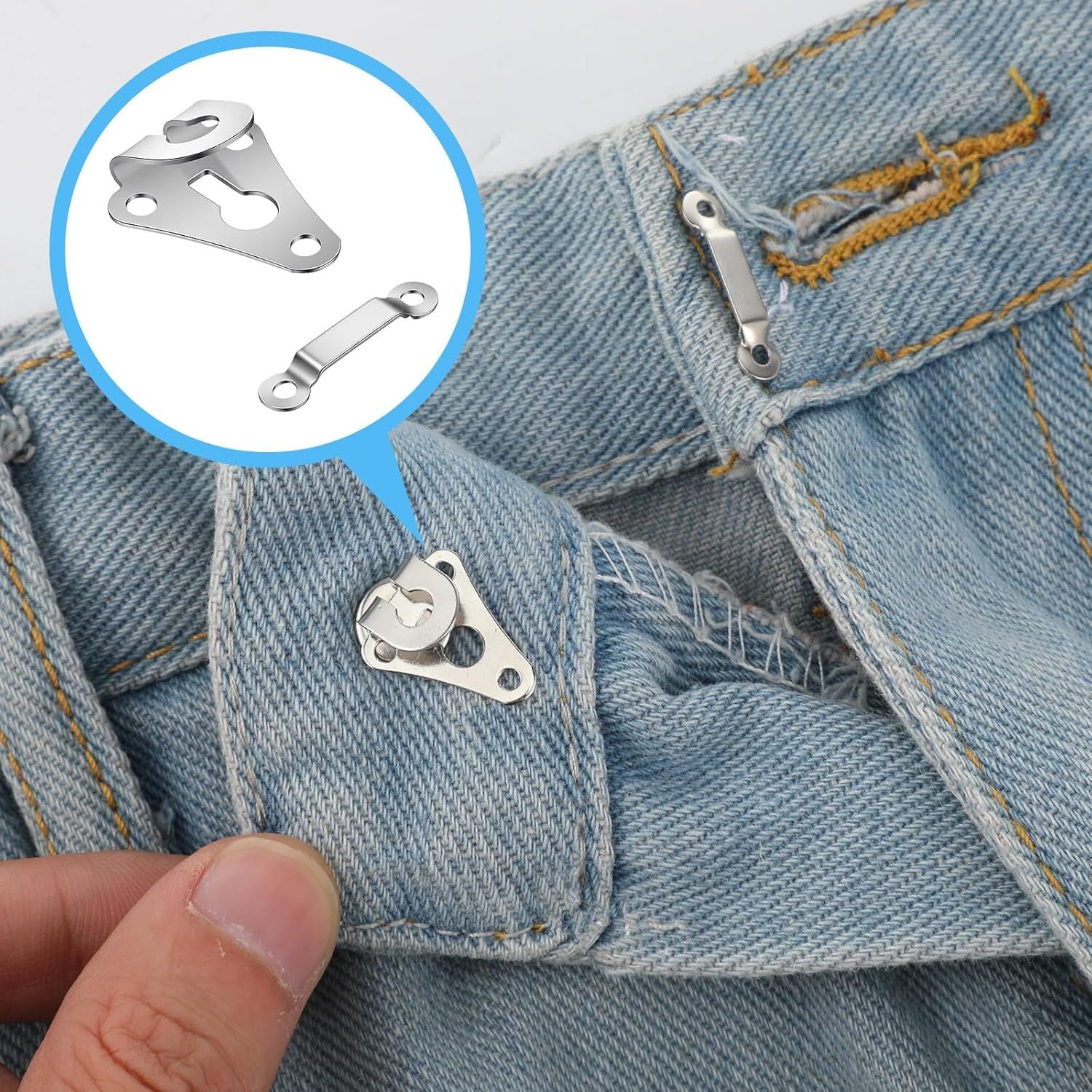 25 Set Hook and Eye Sewing Closures for Clothing, Metal Pant Hooks for Waist, Replacement Hook and Eye Closure, Sewing Belt Hooks for Pants, Waist, Bra, Jeans, Trouser Skirt, Dress, DIY Craft
