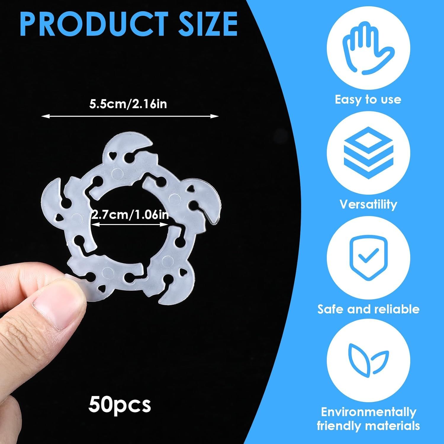 50 Pcs Reusable Balloon Arch Clips, Plastic Balloon Arch Connectors, Garland Holders for Decorating Connector, Balloons Stand Clips for Birthday Wedding Diameter 2.2 Inch