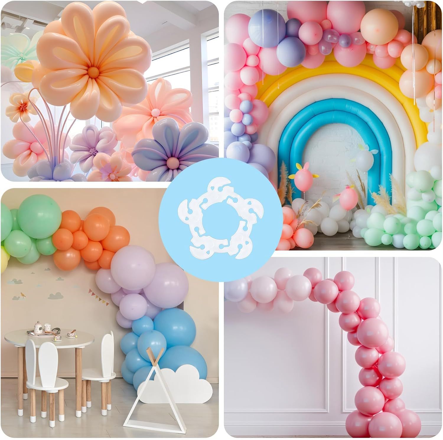 50 Pcs Reusable Balloon Arch Clips, Plastic Balloon Arch Connectors, Garland Holders for Decorating Connector, Balloons Stand Clips for Birthday Wedding Diameter 2.2 Inch