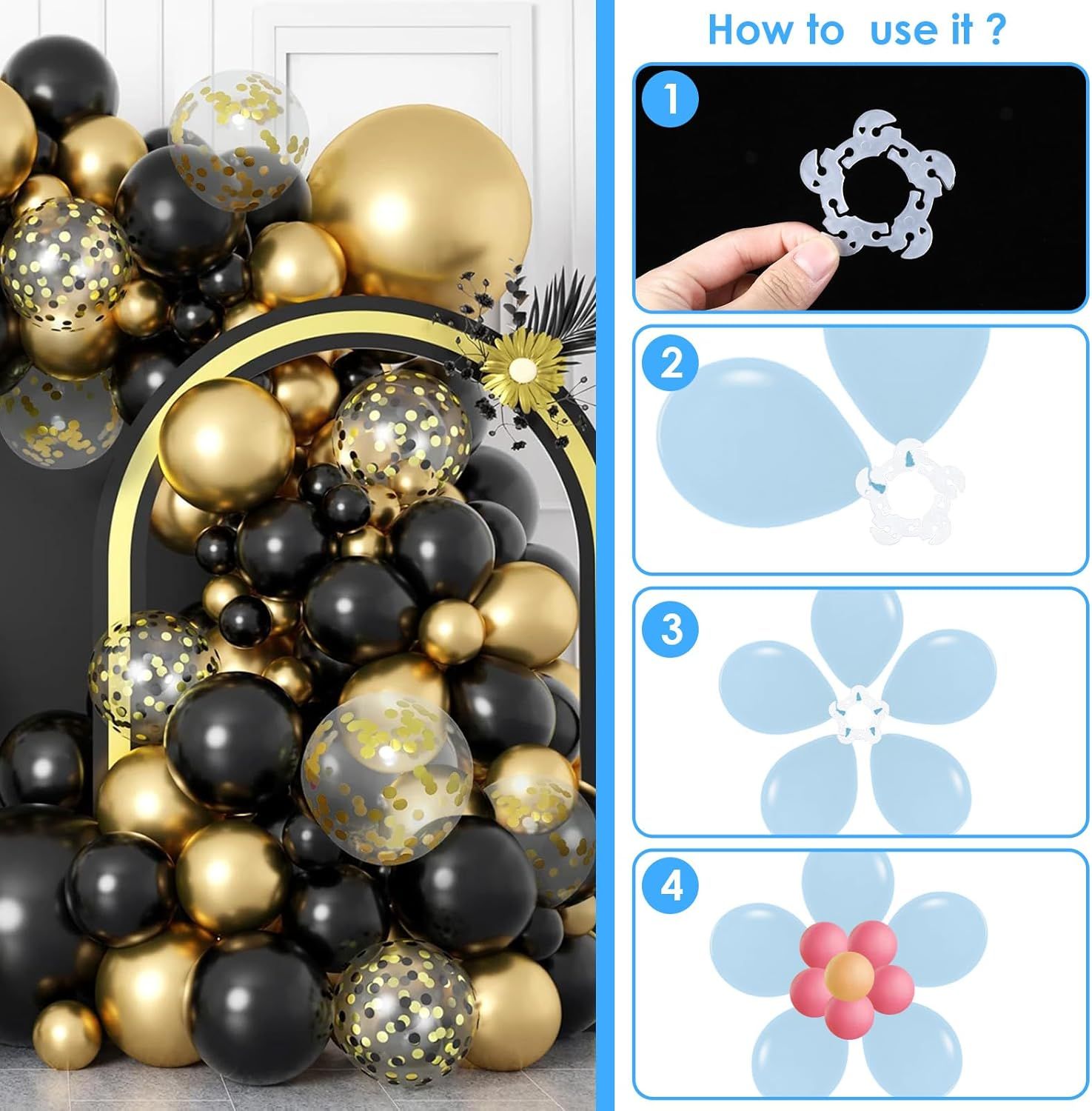 50 Pcs Reusable Balloon Arch Clips, Plastic Balloon Arch Connectors, Garland Holders for Decorating Connector, Balloons Stand Clips for Birthday Wedding Diameter 2.2 Inch