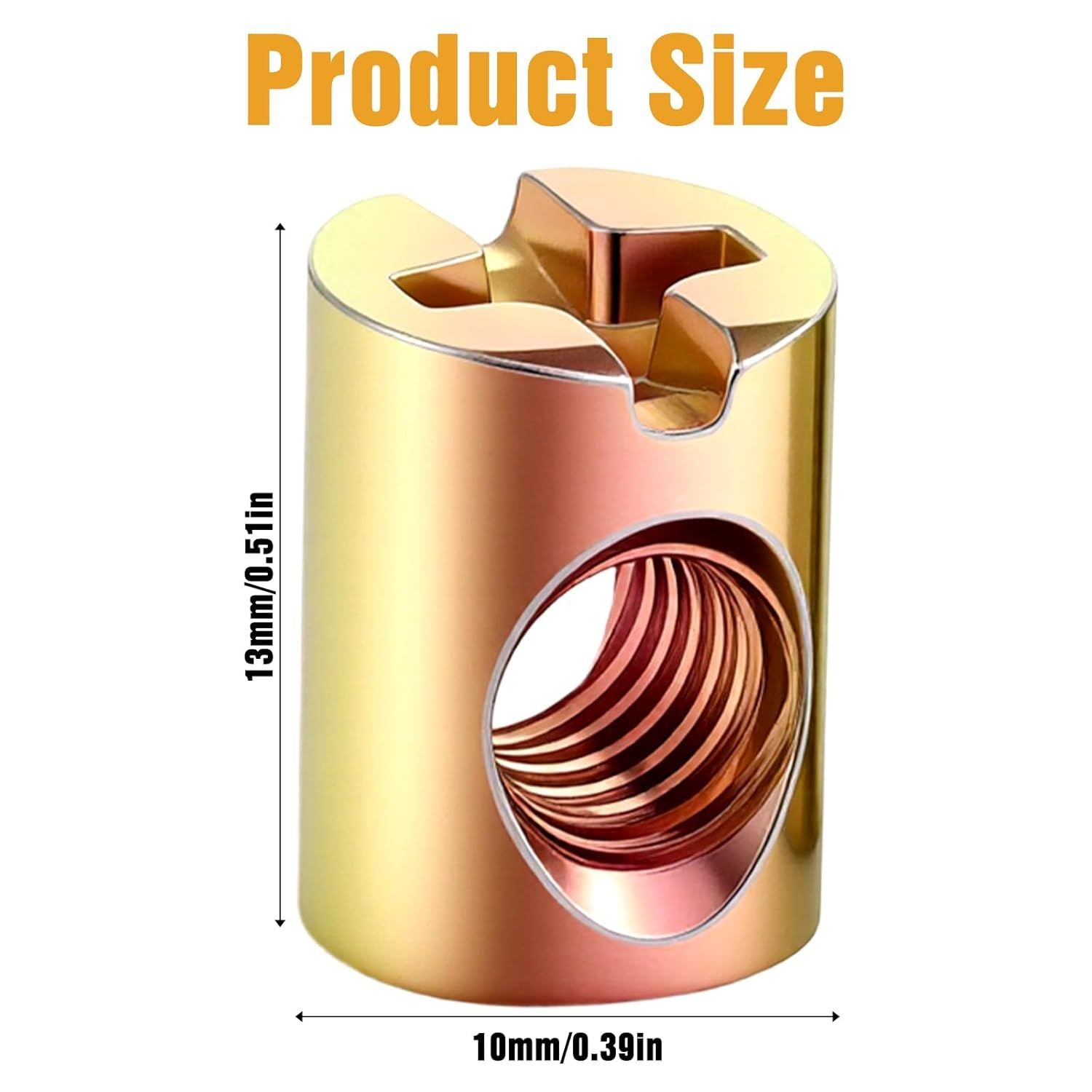 10 PCS M6 Barrel Nut, Slotted Barrel Cross Dowel Nut, Replacement Cross Dowels Barrel Nuts for Furniture Bed Crib and Chairs Hardware Replacement