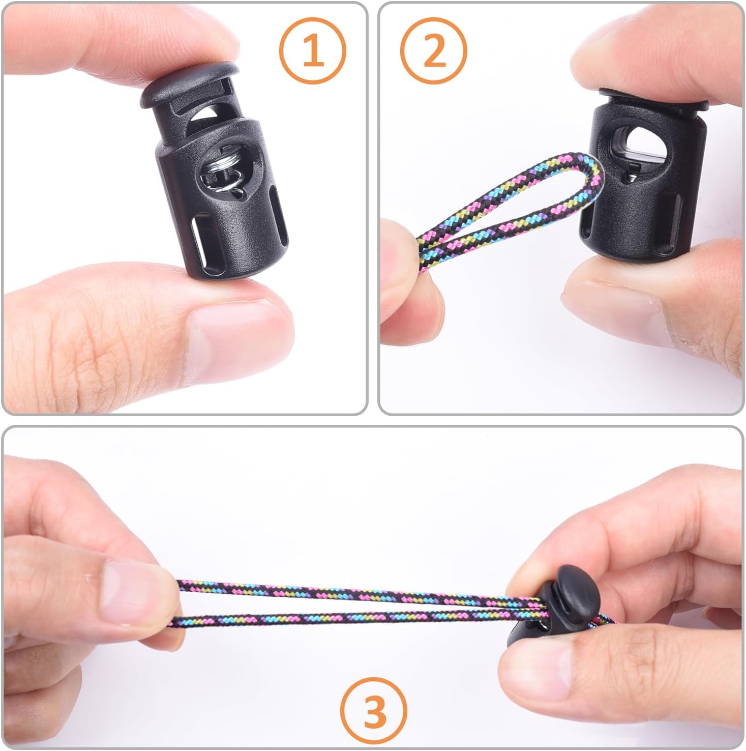 10 PCS Plastic Spring Cord Locks for Drawstring, Paracord Toggle Stopper Clasp Elastic Shoeslace Lock Sweatpants Hoodie String Clips Bungee Swim Goggles Gloves String Lock Replacement
