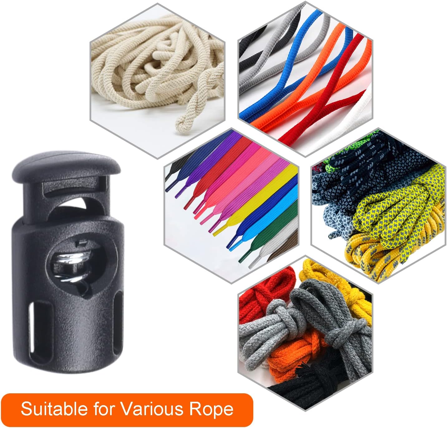 10 PCS Plastic Spring Cord Locks for Drawstring, Paracord Toggle Stopper Clasp Elastic Shoeslace Lock Sweatpants Hoodie String Clips Bungee Swim Goggles Gloves String Lock Replacement