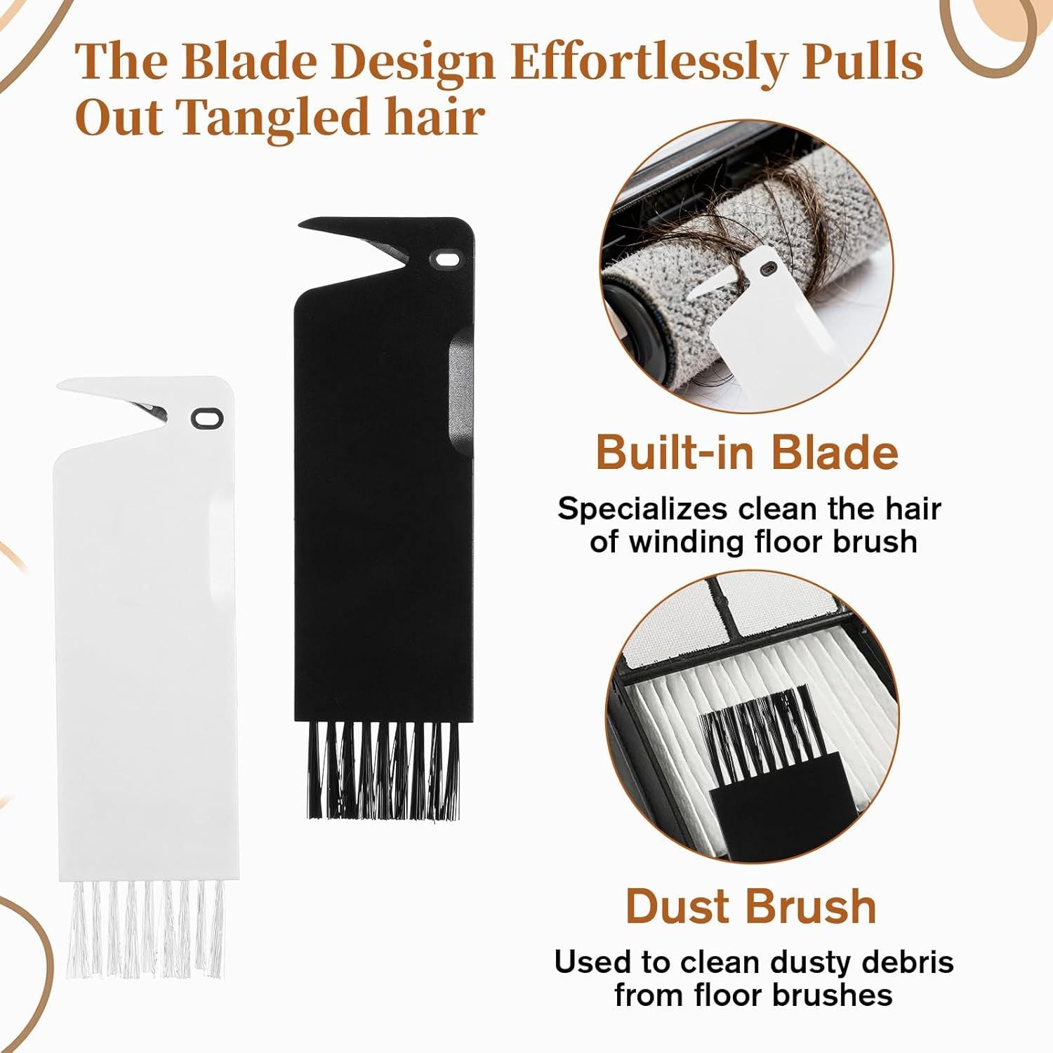 4 PCS Handheld Vacuum Cleaner Brush, Universal Dust Brush, 2 in 1 Vacuum Roller Cleaning Tool for Sweeping Robot