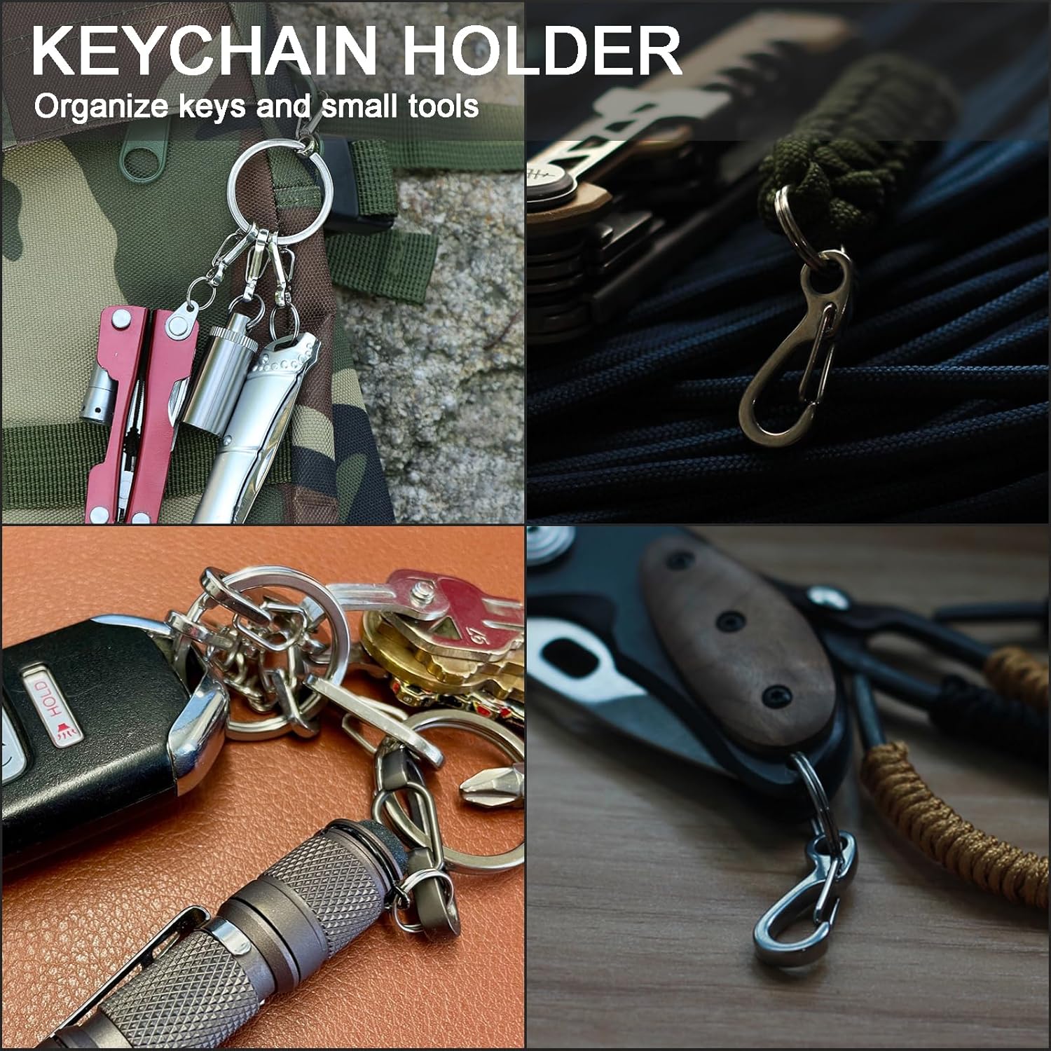 Small Carabiner Clip Metal Spring Snap Hooks Mini Paracord Hanging Clips for Camera Strap, Flashlight, Key Chain