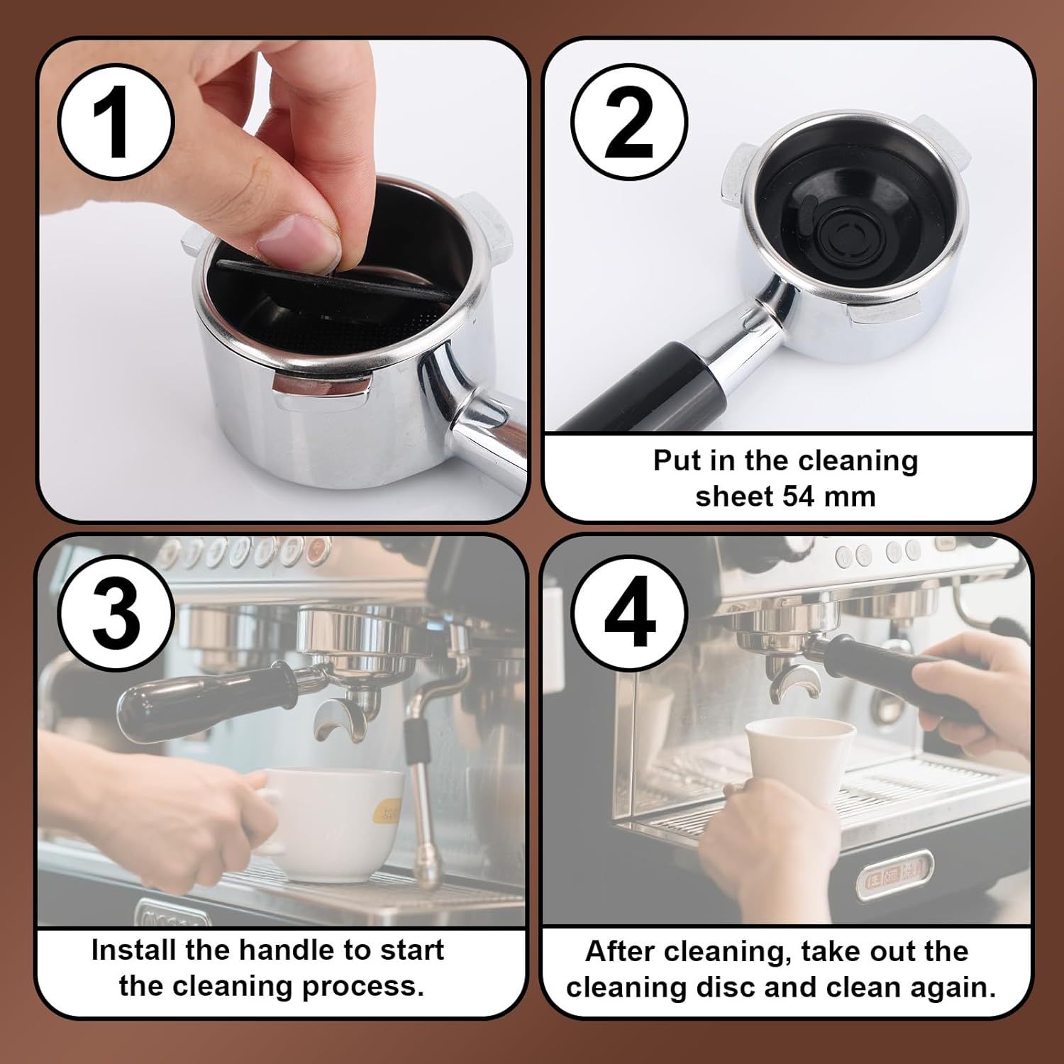 2pcs Espresso Cleaning Disc, 54mm Silicone Backflush Cleaning Tablets kit for Sage Breville Espresso Machines BES870XL/ BES878BSS/ BES880/ BES840XL/ BES810BSS & More