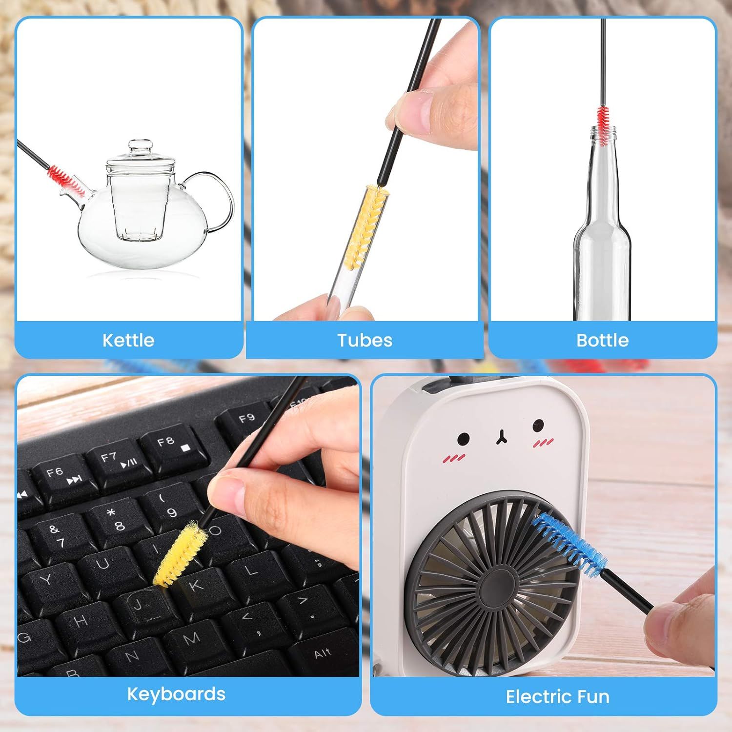 15 Pieces Hummingbird Feeder Cleaning Brush Mini Nylon Brush Set Cleaner for Bottles, Tubes, Jars, Bird Feeder 0.3 Inches/ 3.9 Inches