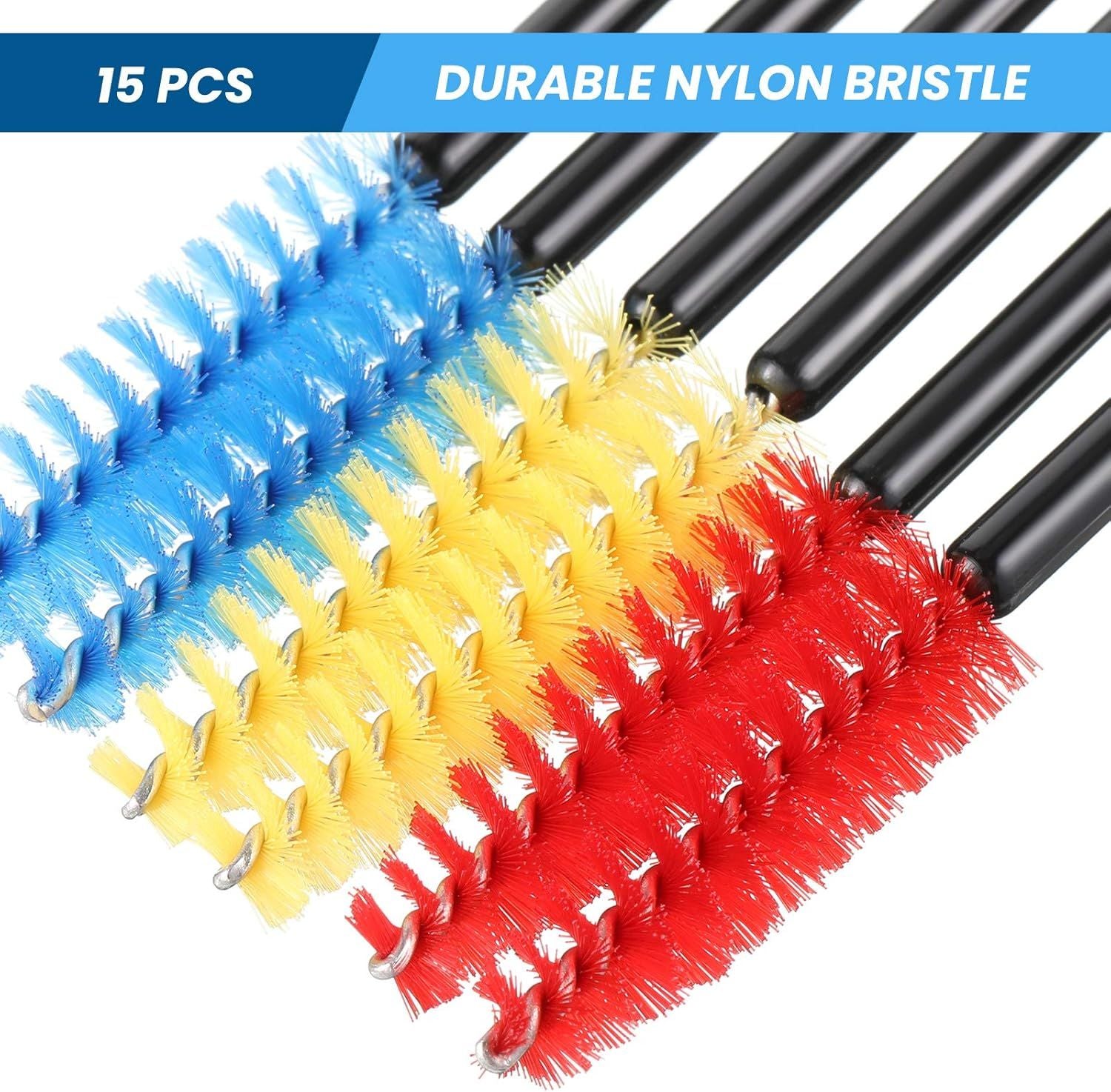 15 Pieces Hummingbird Feeder Cleaning Brush Mini Nylon Brush Set Cleaner for Bottles, Tubes, Jars, Bird Feeder 0.3 Inches/ 3.9 Inches