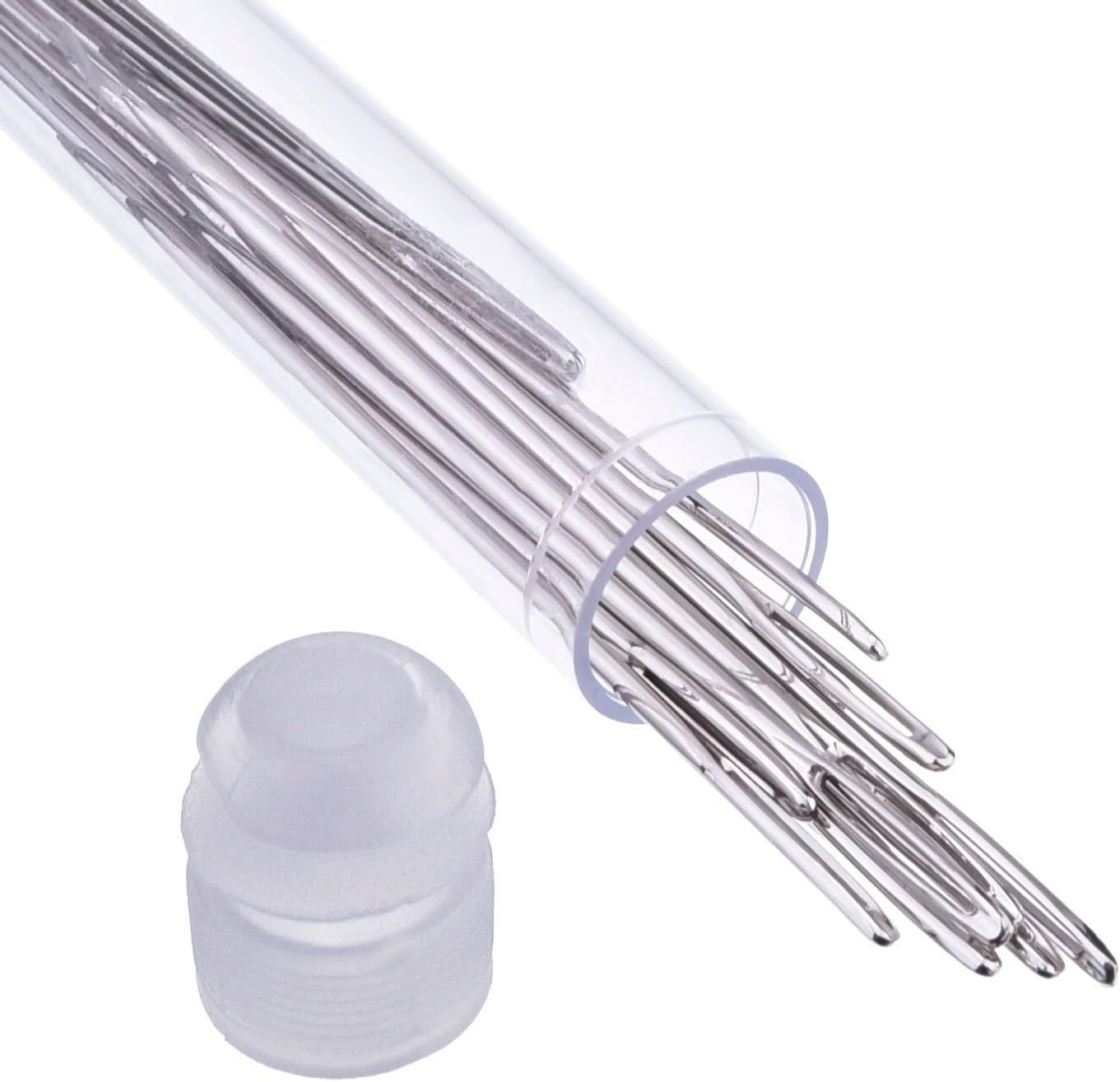 Large-Eye Stitching Needles for Leather Projects with Clear Bottle, 20 Pack