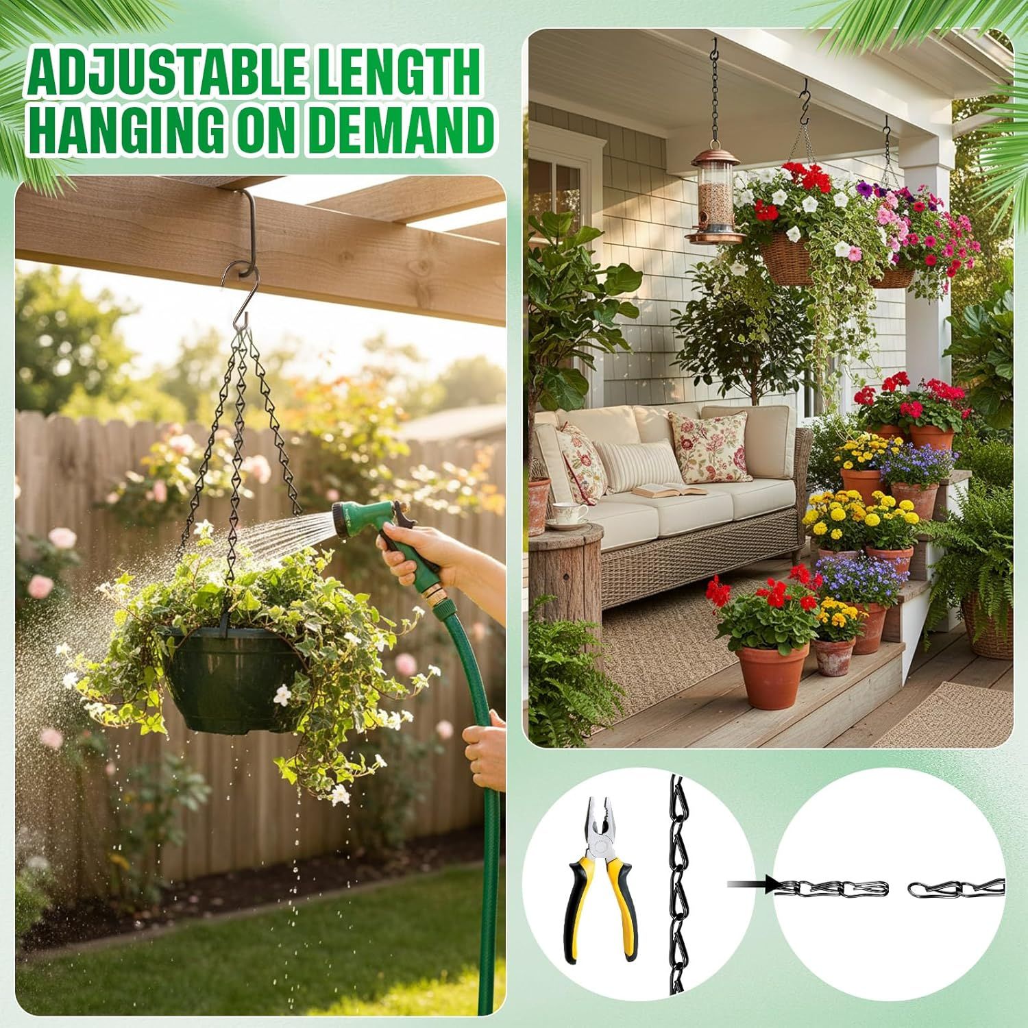 Black 4 Pack Hanging Chain for Bird Feeders, Planters, Lanterns, Wind Chimes, Decorative Ornaments and Birdbaths Basket Extender Chain Outdoor Indoor 9.5 Inch