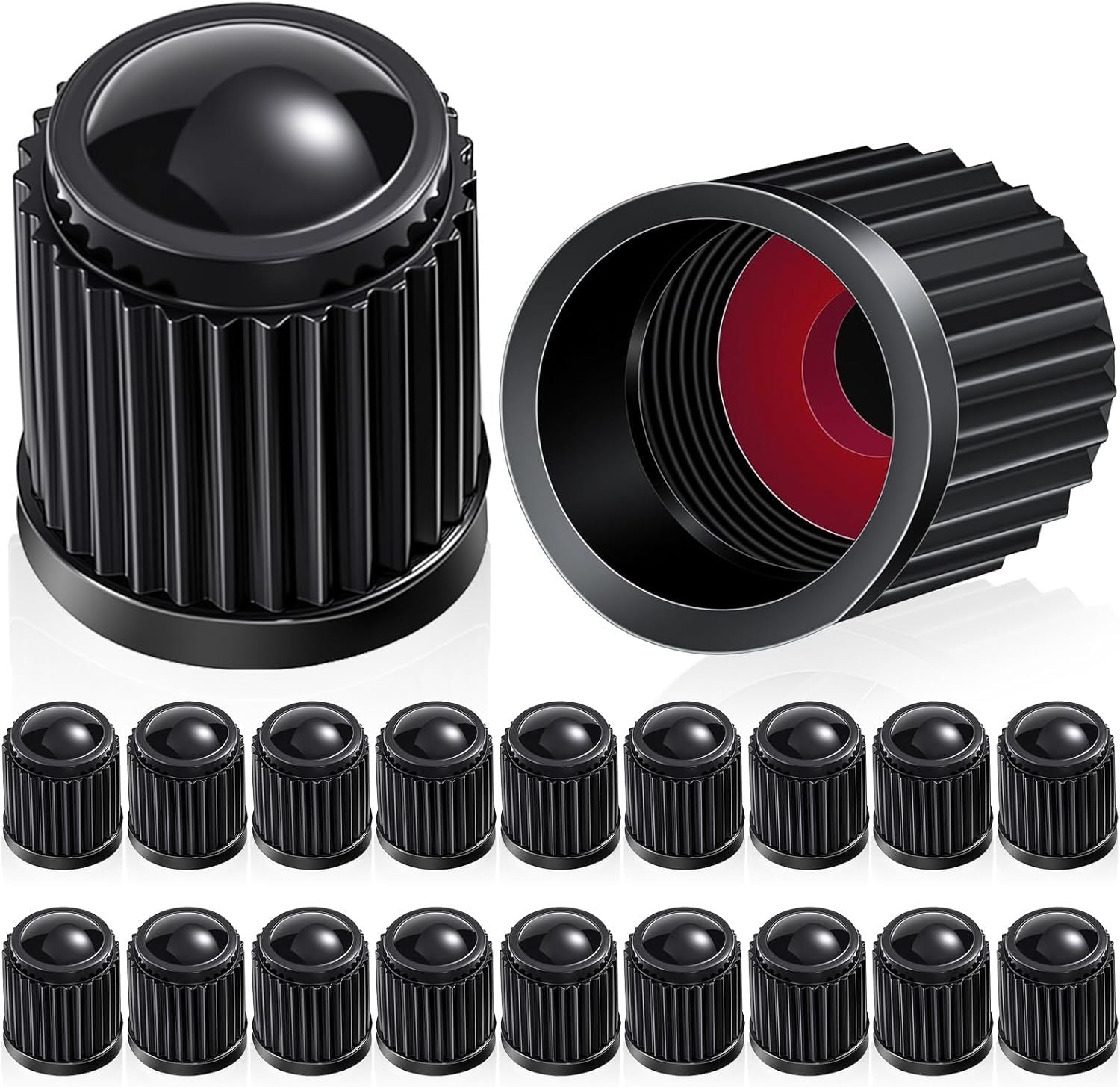 20 Pcs Tire Valve Stem Caps Car Tire Caps Plastic Universal Valve Stem Covers for Bike Bicycle Cars SUV Trucks Motorcycles Black