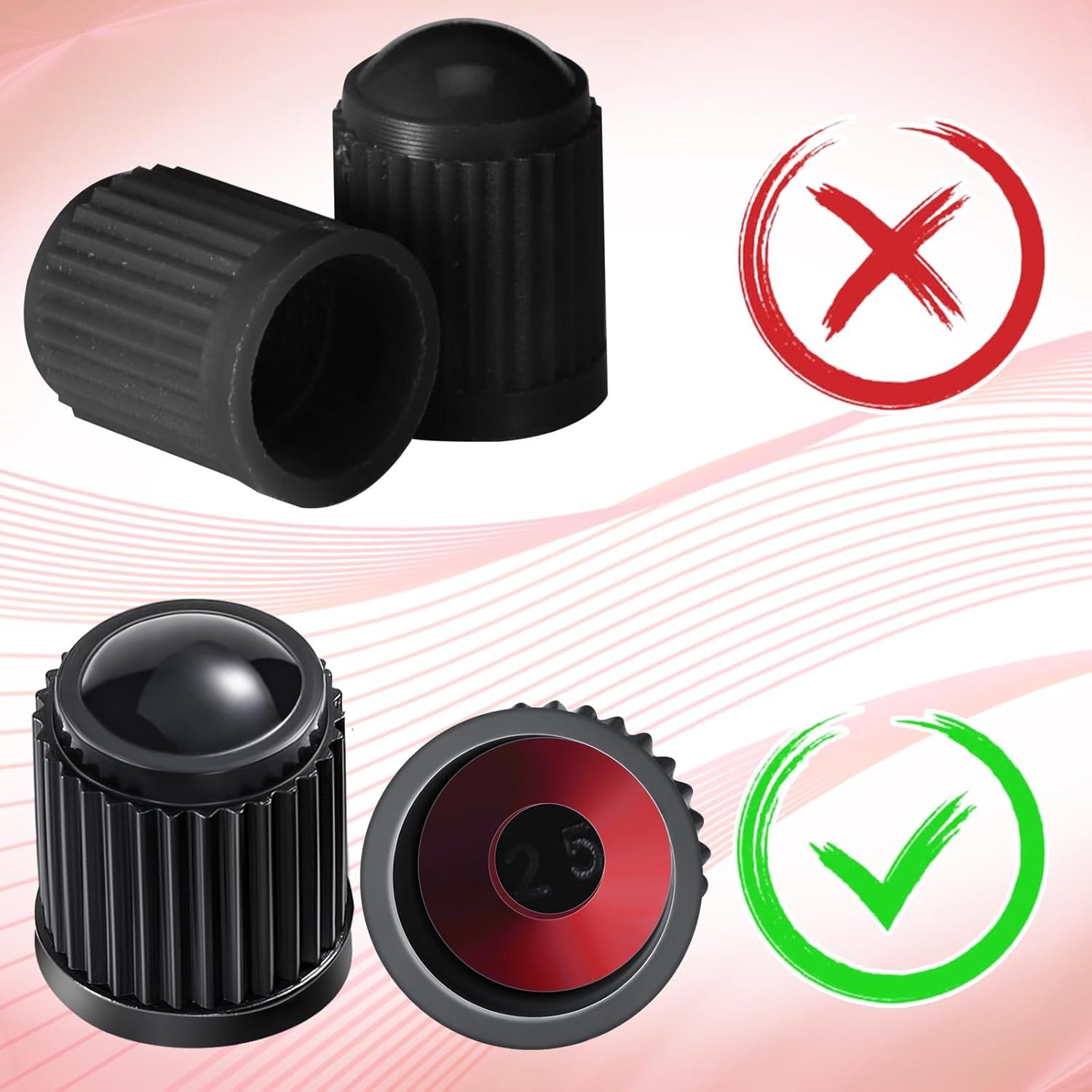 20 Pcs Tire Valve Stem Caps Car Tire Caps Plastic Universal Valve Stem Covers for Bike Bicycle Cars SUV Trucks Motorcycles Black