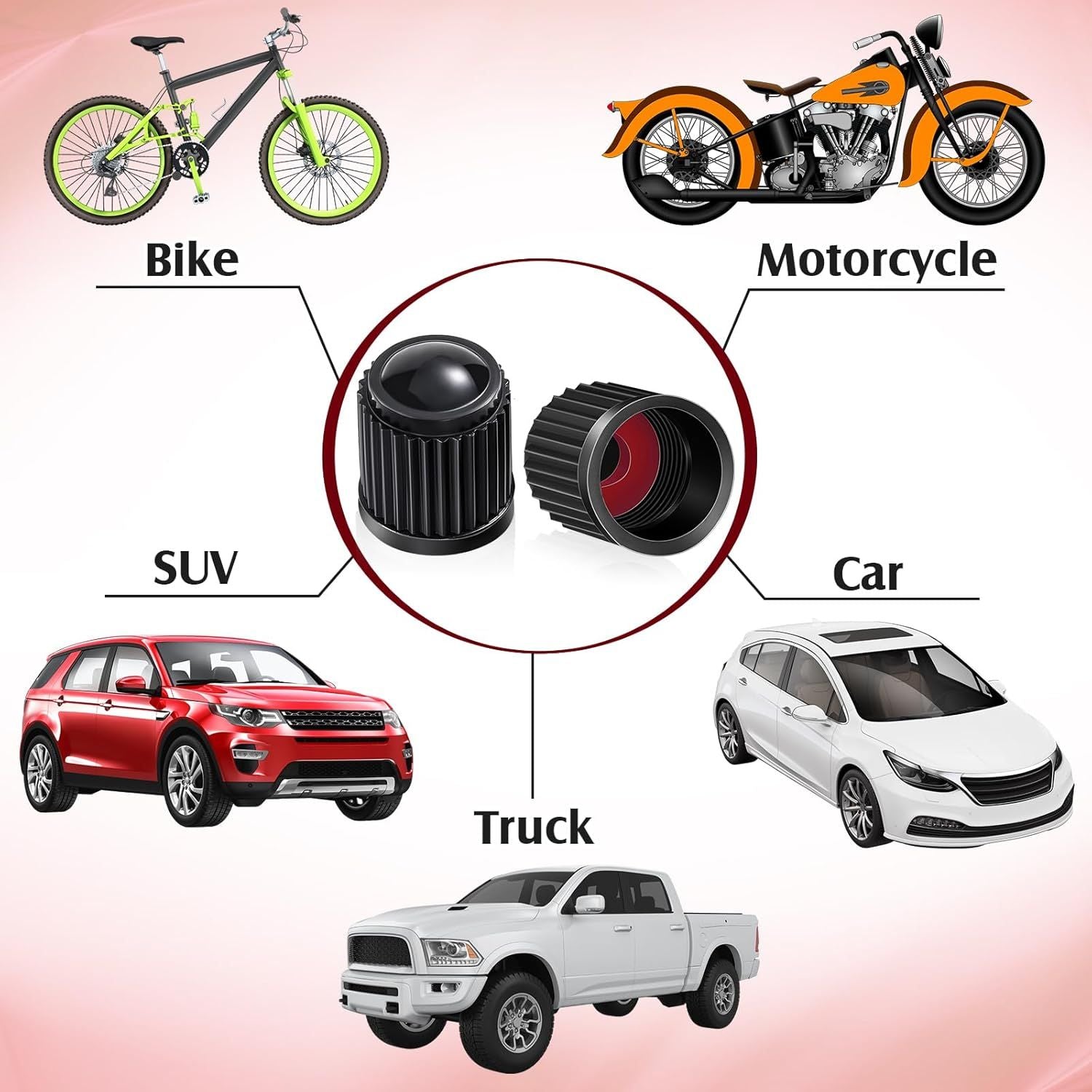 20 Pcs Tire Valve Stem Caps Car Tire Caps Plastic Universal Valve Stem Covers for Bike Bicycle Cars SUV Trucks Motorcycles Black