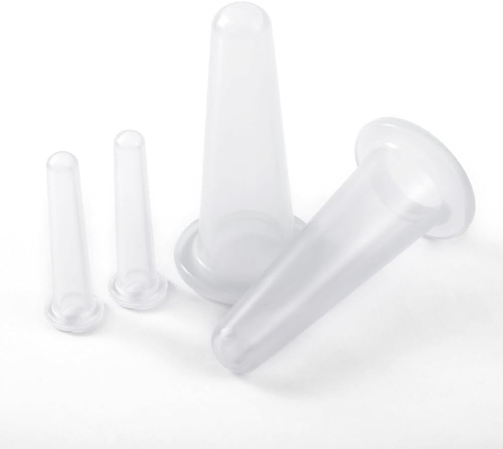 4Pcs Mini Massage Cupping Set Silicone Facial Cups Face Massager Helper Skin Care Neck Back Eyes Massaging Cup Safe to Use, Don't Worry About Burns Transparent