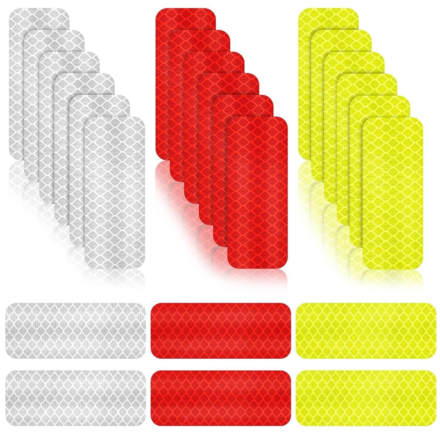 Warning Reflective Stickers Safety Night Visibility Adhesive Stickers Waterproof Reflective Tape Decal for Vehicle Motorcycle Bicycle, 1.18 x 3.25 Inch 24 Pieces