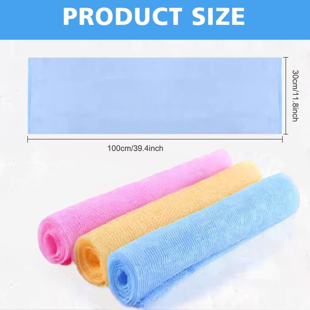 Exfoliating Washcloth Back Scrubber for Shower Japanese Beauty Bath Towel Korean Exfoliating Loofah Towel Sponge Loofah Body Scrubber 3 Pack