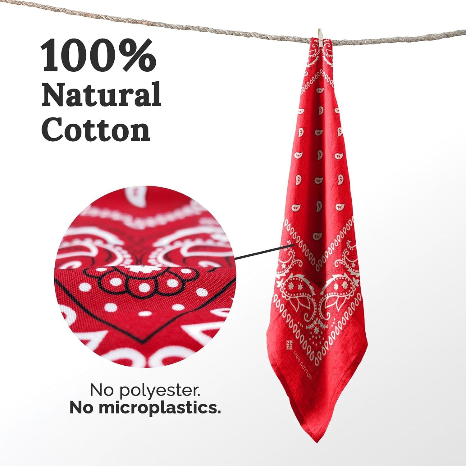 100% Cotton & Natural Fibers Bandana Scarf - Soft, Durable, Machine Washable – Unisex for Men & Women