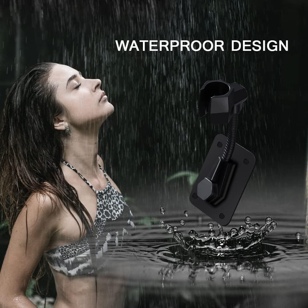 Shower Head Holder Strong Adhesive 360 Degree Rotatable Adjustable Handheld Shower Wand Holder Wall Mount Bracket for Bathroom Black