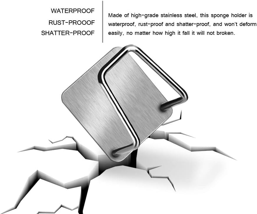 Sponge Holders for Kitchen Sink Adhesive Sponge Holder Sink Caddy Stainless Steel Rust Proof Waterproof, Quick Drying