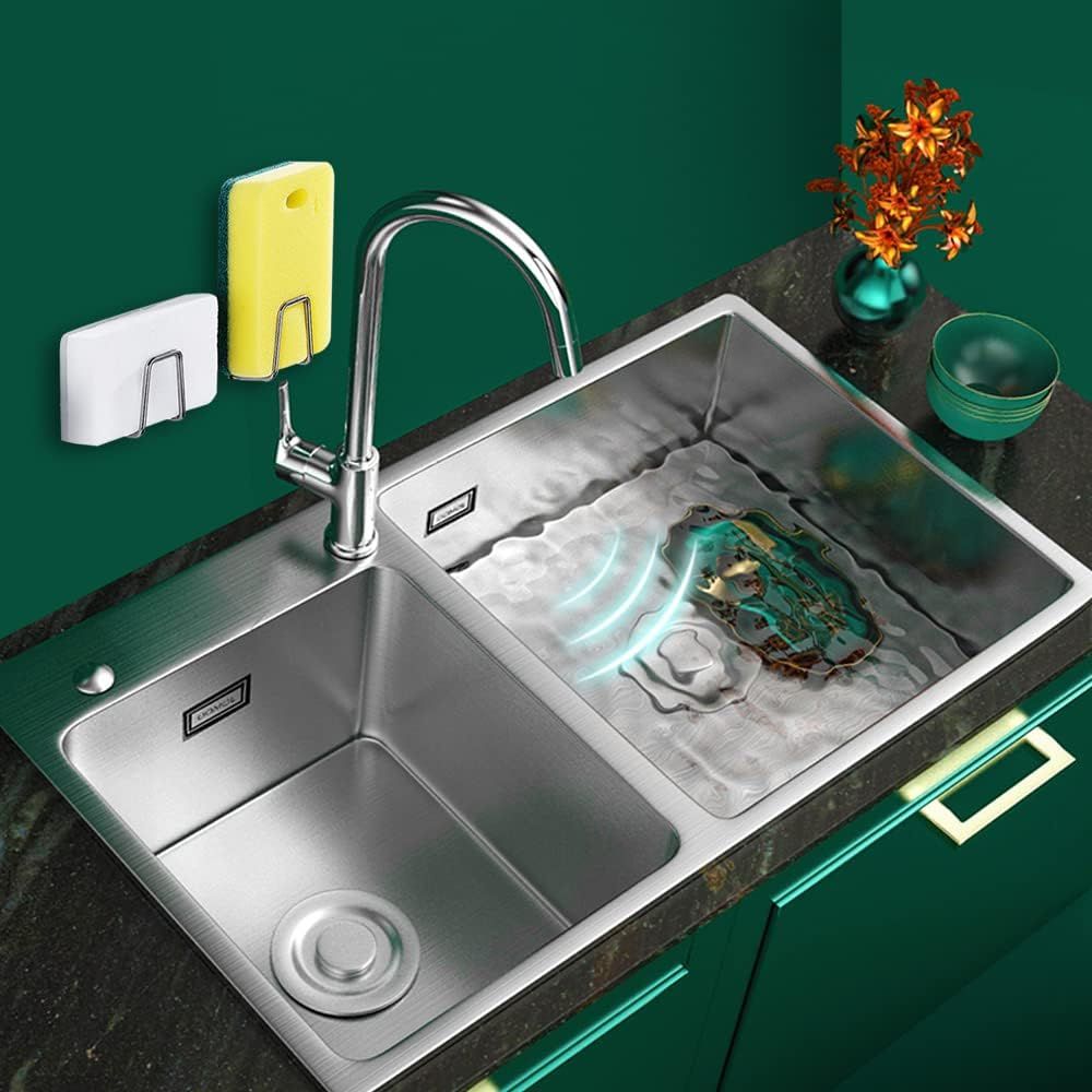 Sponge Holders for Kitchen Sink Adhesive Sponge Holder Sink Caddy Stainless Steel Rust Proof Waterproof, Quick Drying