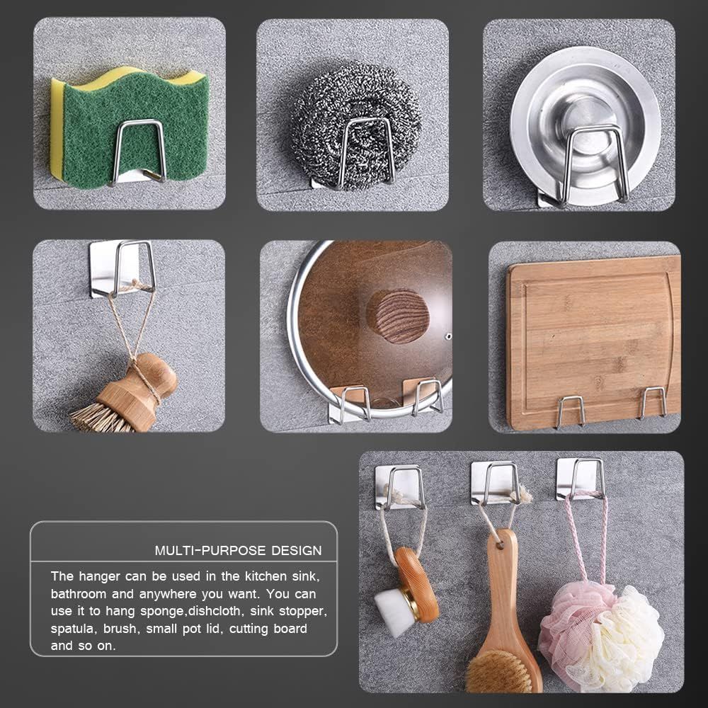Sponge Holders for Kitchen Sink Adhesive Sponge Holder Sink Caddy Stainless Steel Rust Proof Waterproof, Quick Drying