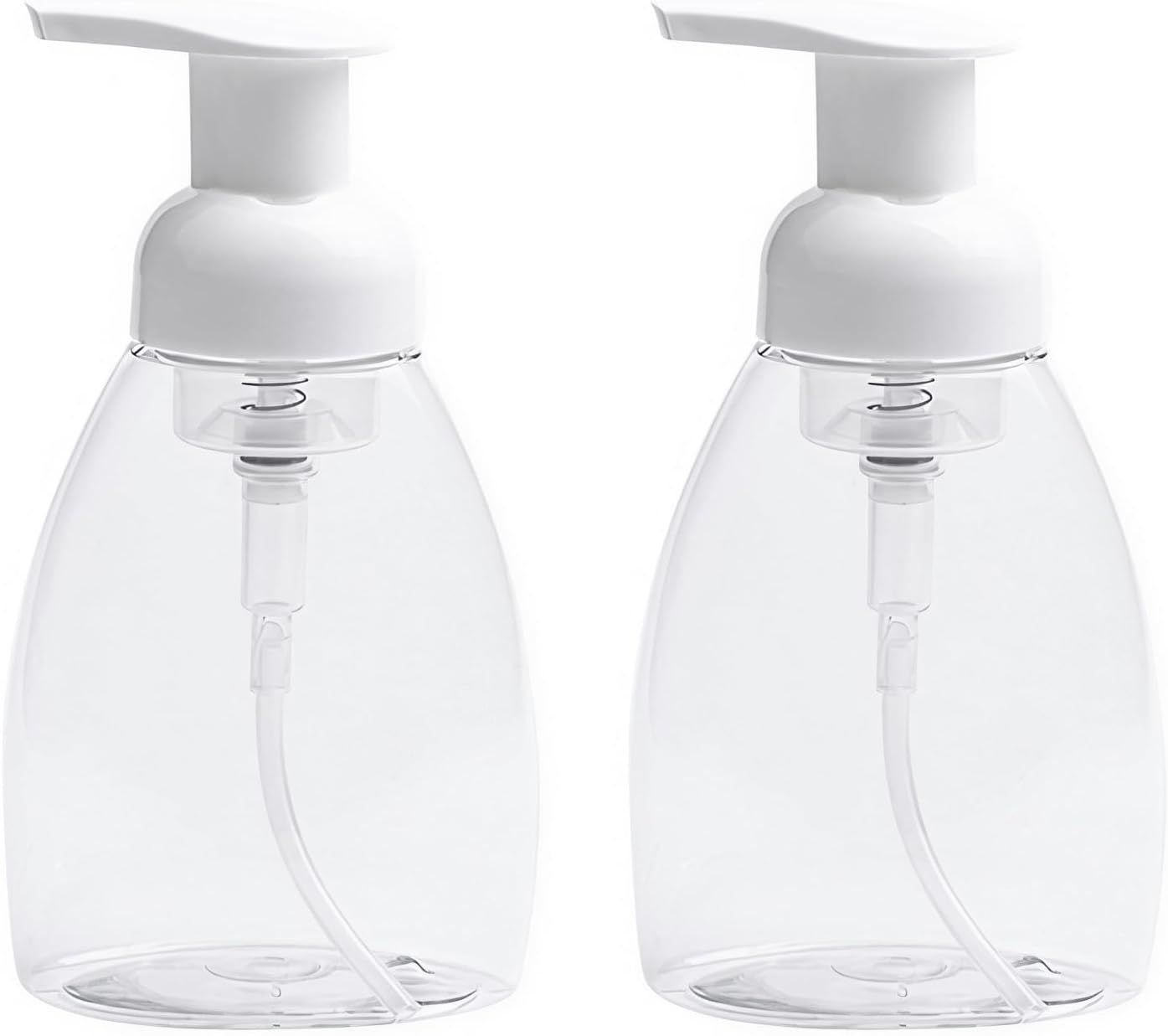 2-Pack Foaming Soap Dispenser Pump Bottles,Foam Hand Soap Dispenser with Refillable Plastic Container for Shampoo for Bathroom & Kitchen-Clear,8 oz 250ml