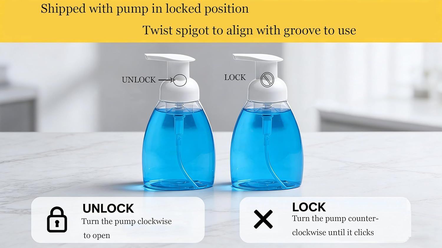 2-Pack Foaming Soap Dispenser Pump Bottles,Foam Hand Soap Dispenser with Refillable Plastic Container for Shampoo for Bathroom & Kitchen-Clear,8 oz 250ml