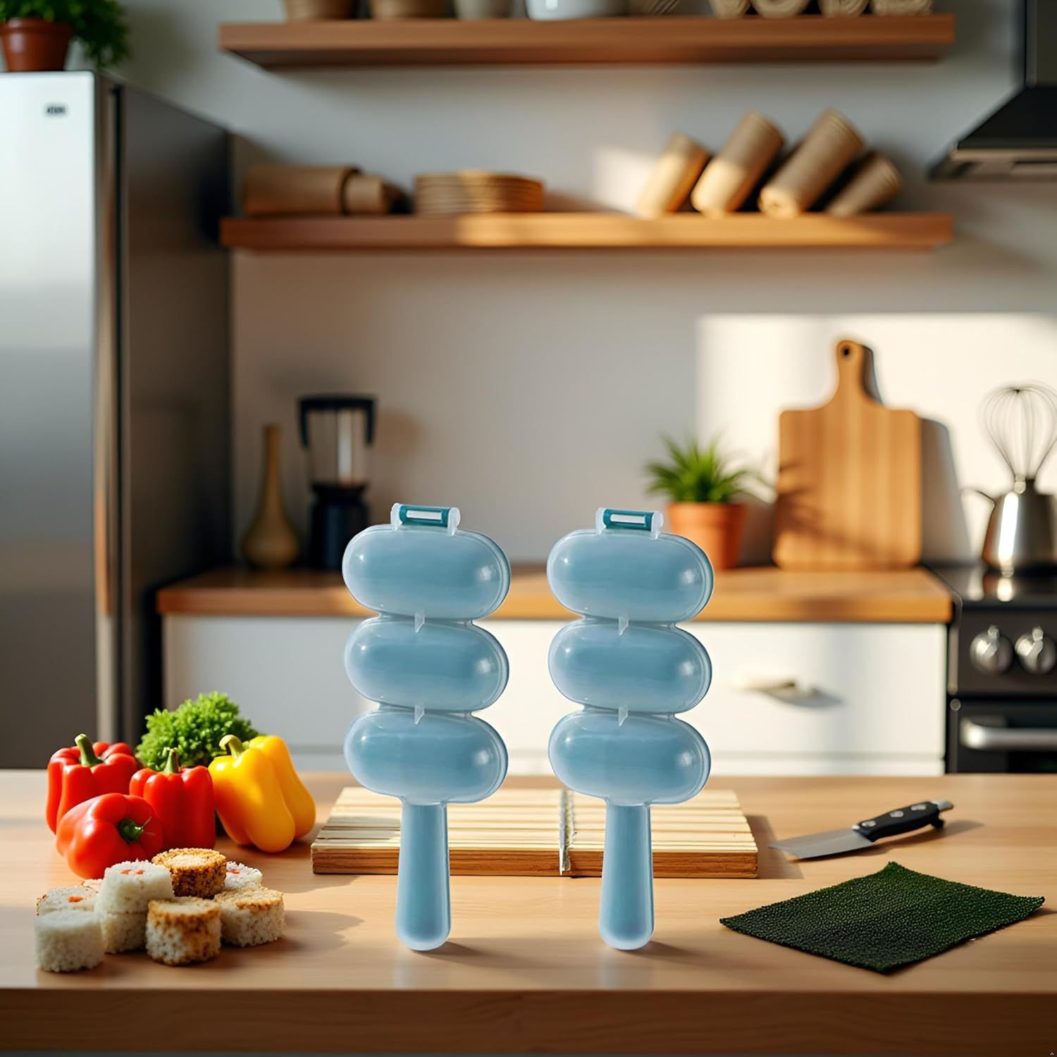 2 Pcs Blue Rice Ball Maker Shake Lunch Maker Mould Rice Ball Shaker Rice Ball Mold Rice Ball Shaped Kitchen Tools Home DIY Making Kit Sushi Plates, DIY Sushi Shake Rice Ball Molds