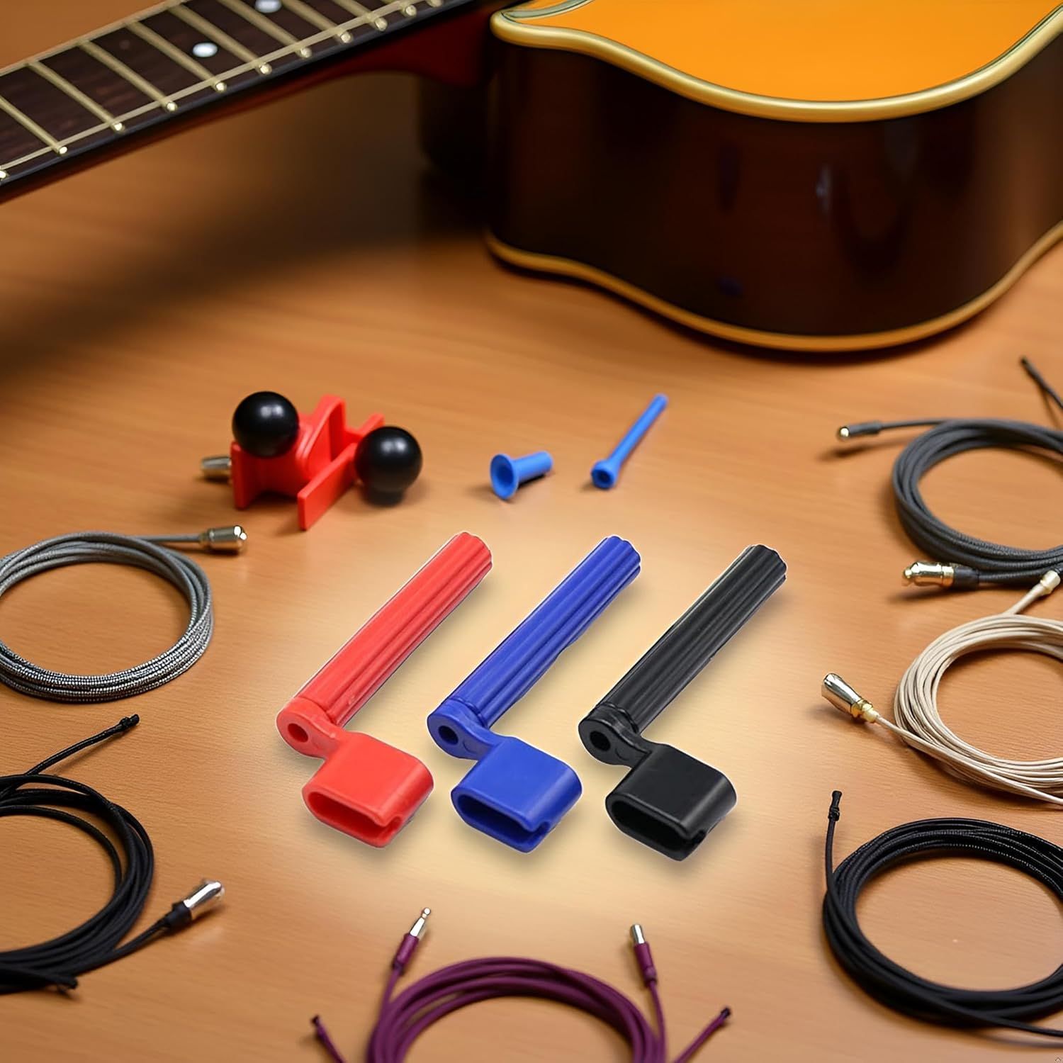 3 Pcs Random color Guitar String Winder, 2 in 1 Guitar String Tool Bridge Pin Remover Speed Peg Puller Winder Tool for Acoustic Electric Guitar Bass Ukulele, Instrument Accessories