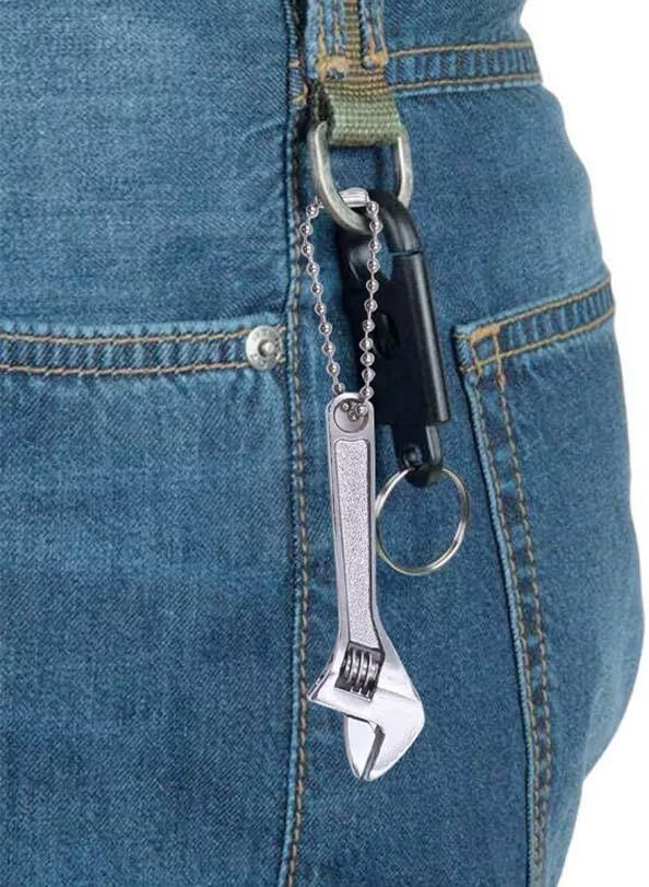 1pc Mini Silver Open End Wrench, Steel 2.5inch Monkey Wrench, Adjustable Spanner for Repairing, Professional Mini Small Hand Tools Hand Spanner Tool Universal Keychain Accessories Easy to Carry