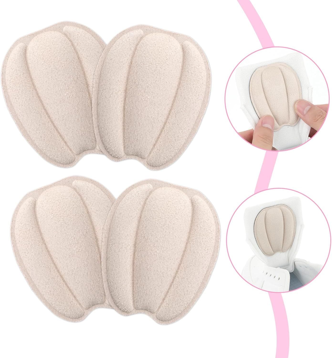 3 Pairs Tongue Pads for Shoe Too Big, Non Slip Tongue Cushion Insert for Loose Shoe Size Reducer Heel Pads Grips Cushion Inserts Replacement Shoes Filler for Men Women Beige