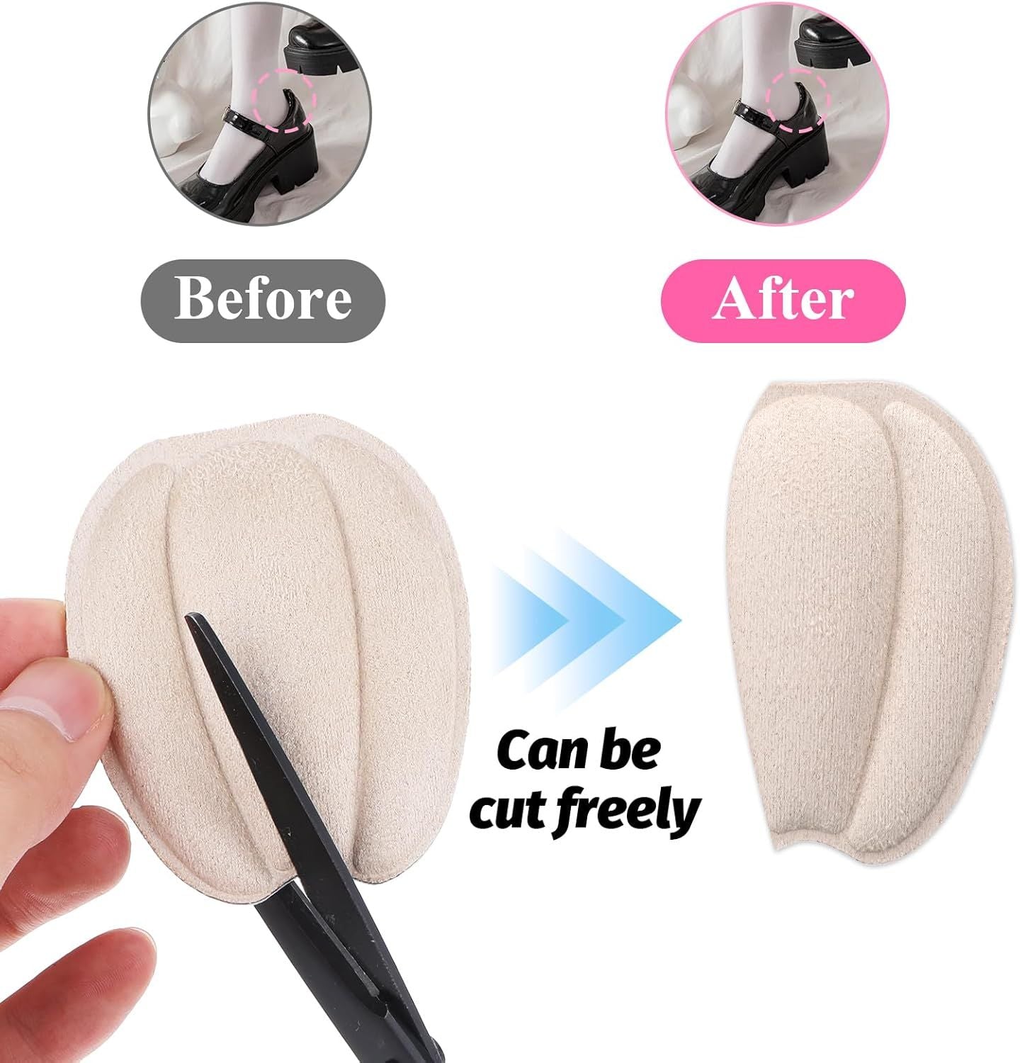 3 Pairs Tongue Pads for Shoe Too Big, Non Slip Tongue Cushion Insert for Loose Shoe Size Reducer Heel Pads Grips Cushion Inserts Replacement Shoes Filler for Men Women Beige