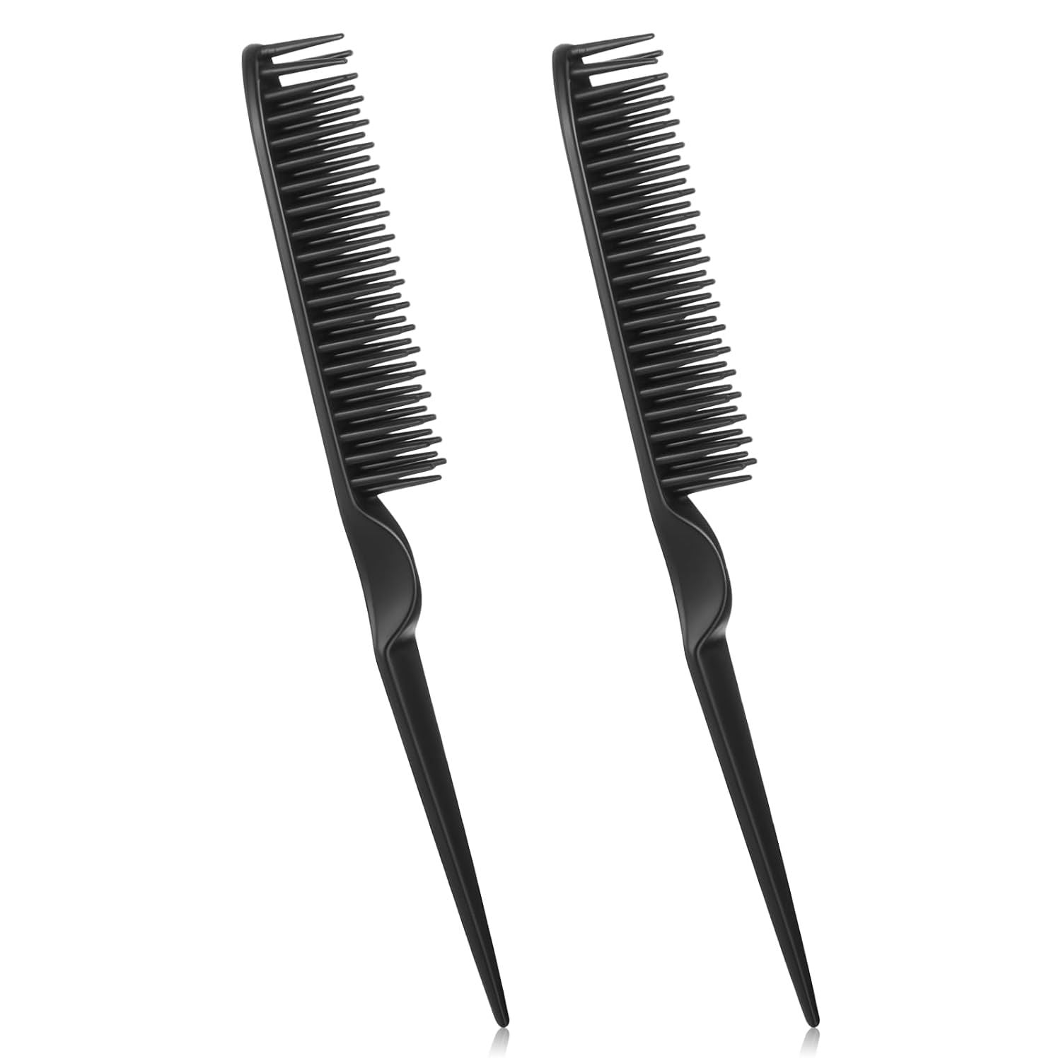 2 Pcs 3 Row Styling Comb, Curling Hair Styling Brush Rat Tail Comb Used for Combing, Separating and Shaping Curls Black