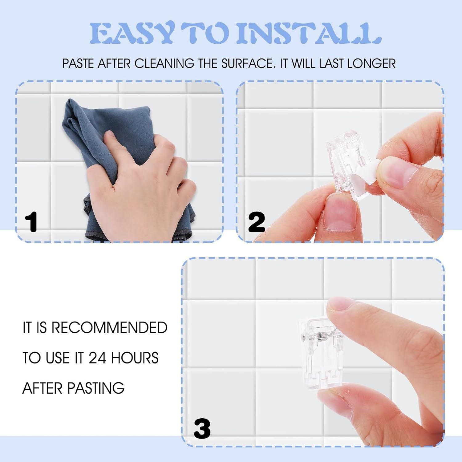 15Pcs Self Adhesive Clips, Tapestry Wall Hanging Clips Wall Clips for Hanger Poster Clips Shower Curtain Clips Double-Sided Adhesive Spring Clips for Blanket Poster Clothing Wall Flag Clear