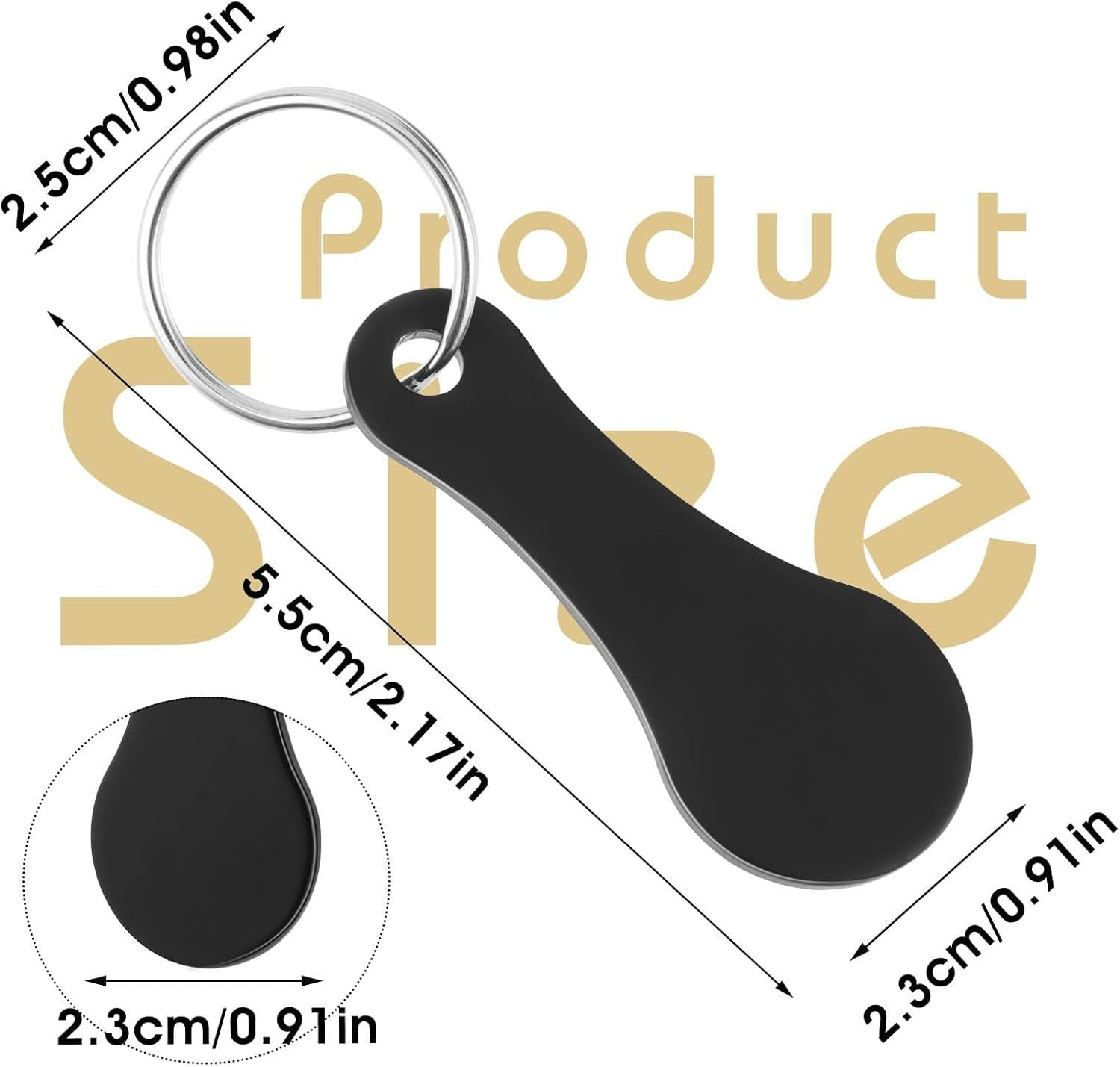 4 Pcs Stainless Steel Shopping Trolley Tokens, Portable Alloy Key Ring Quarter Holder Keychain Shopping Trolley Keyring for Men Women Shopping Cart Grocery Shopping Trolleys Black