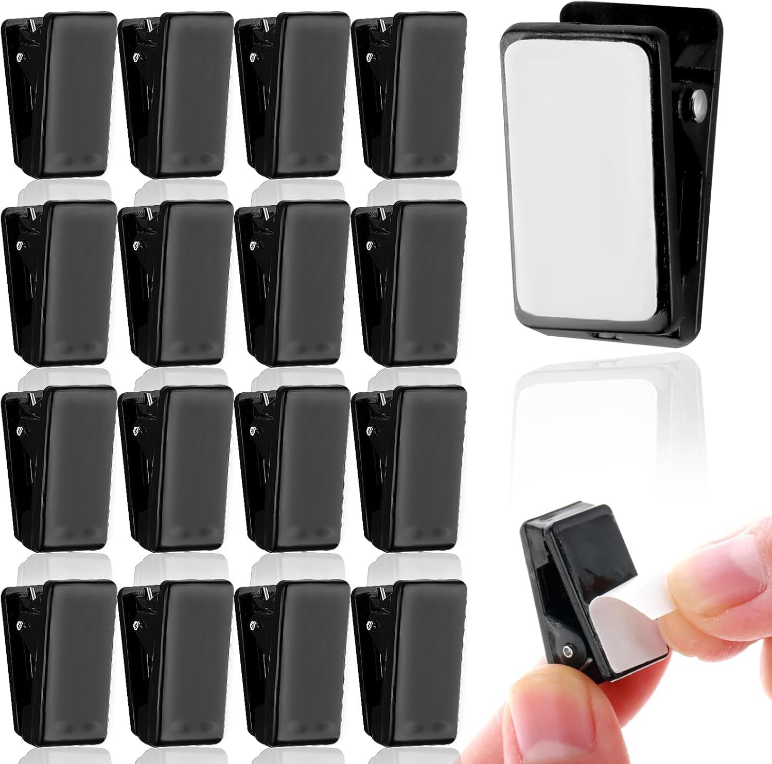 15 Pcs Self Adhesive Tapestry Clips - Double-Sided Adhesive Spring Clips for Blanket, Poster, Clothing, Wall Flag Black