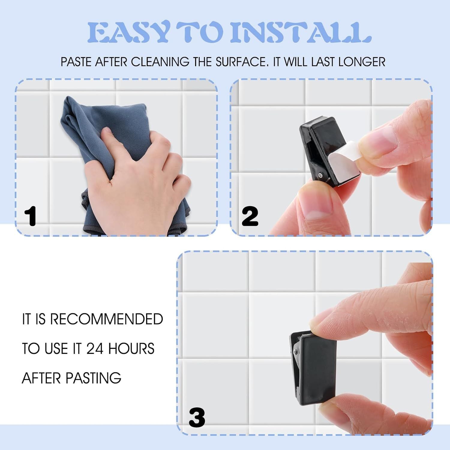 15 Pcs Self Adhesive Tapestry Clips - Double-Sided Adhesive Spring Clips for Blanket, Poster, Clothing, Wall Flag Black
