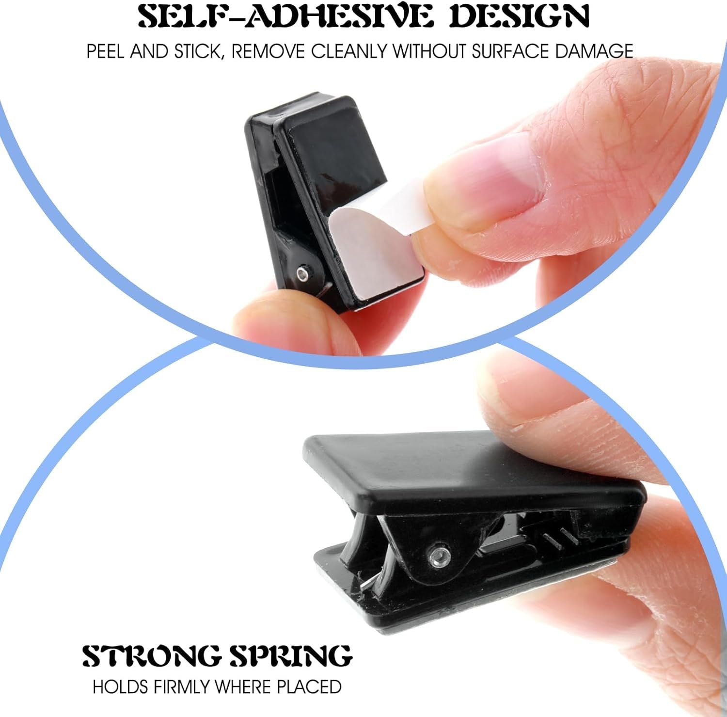 15 Pcs Self Adhesive Tapestry Clips - Double-Sided Adhesive Spring Clips for Blanket, Poster, Clothing, Wall Flag Black