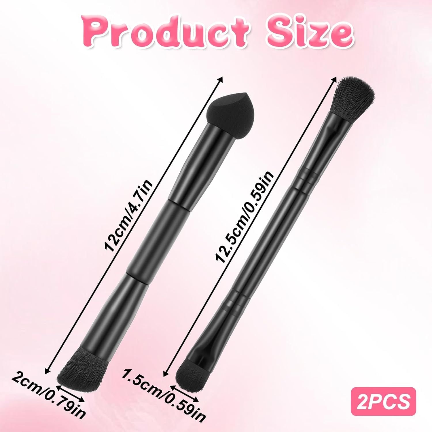 2 Pcs Dual Ended Hairline Brushes, Hairline Concealer Brush Set with Sponge Tip and Soft Bristles for Covering Hair Root Travel Makeup Brush Set for Concealer, Contour, Root Touch Up