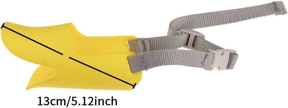 Dog Muzzle,Anti Bite Duck Mouth Shape DogMouth Covers,Soft Duck Silicone Mouth Cover with Adjustable Strap,Small Medium Dogs Muzzle Mask to Prevent Barking,Biting,Chewing :Yellow,L:13cm/5.12inch