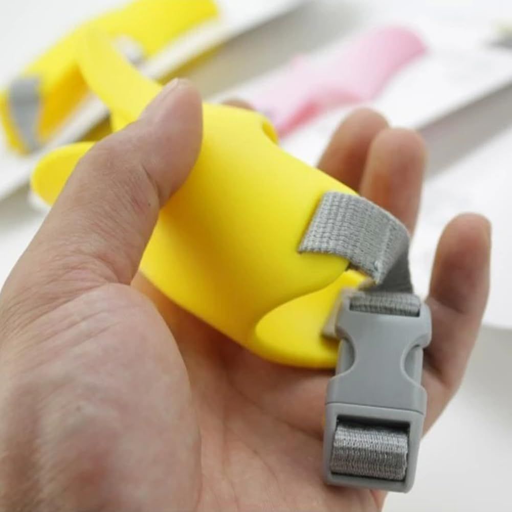 Dog Muzzle,Anti Bite Duck Mouth Shape DogMouth Covers,Soft Duck Silicone Mouth Cover with Adjustable Strap,Small Medium Dogs Muzzle Mask to Prevent Barking,Biting,Chewing :Yellow,L:13cm/5.12inch