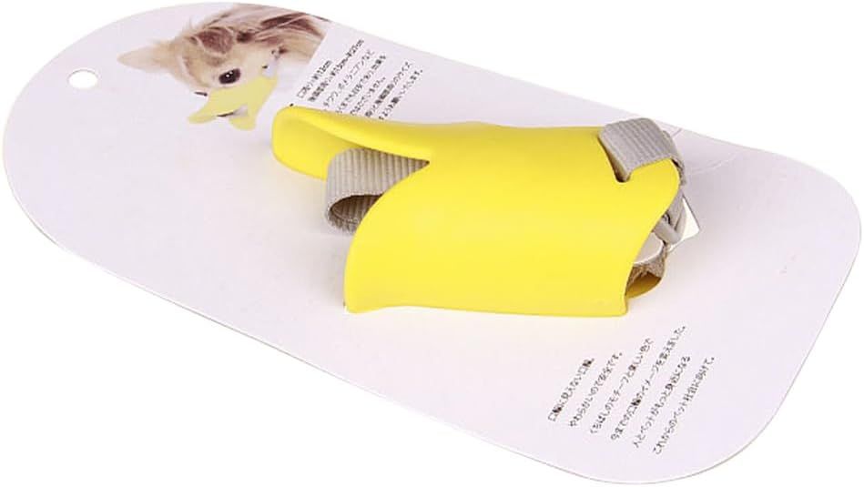Dog Muzzle,Anti Bite Duck Mouth Shape DogMouth Covers,Soft Duck Silicone Mouth Cover with Adjustable Strap,Small Medium Dogs Muzzle Mask to Prevent Barking,Biting,Chewing :Yellow,L:13cm/5.12inch
