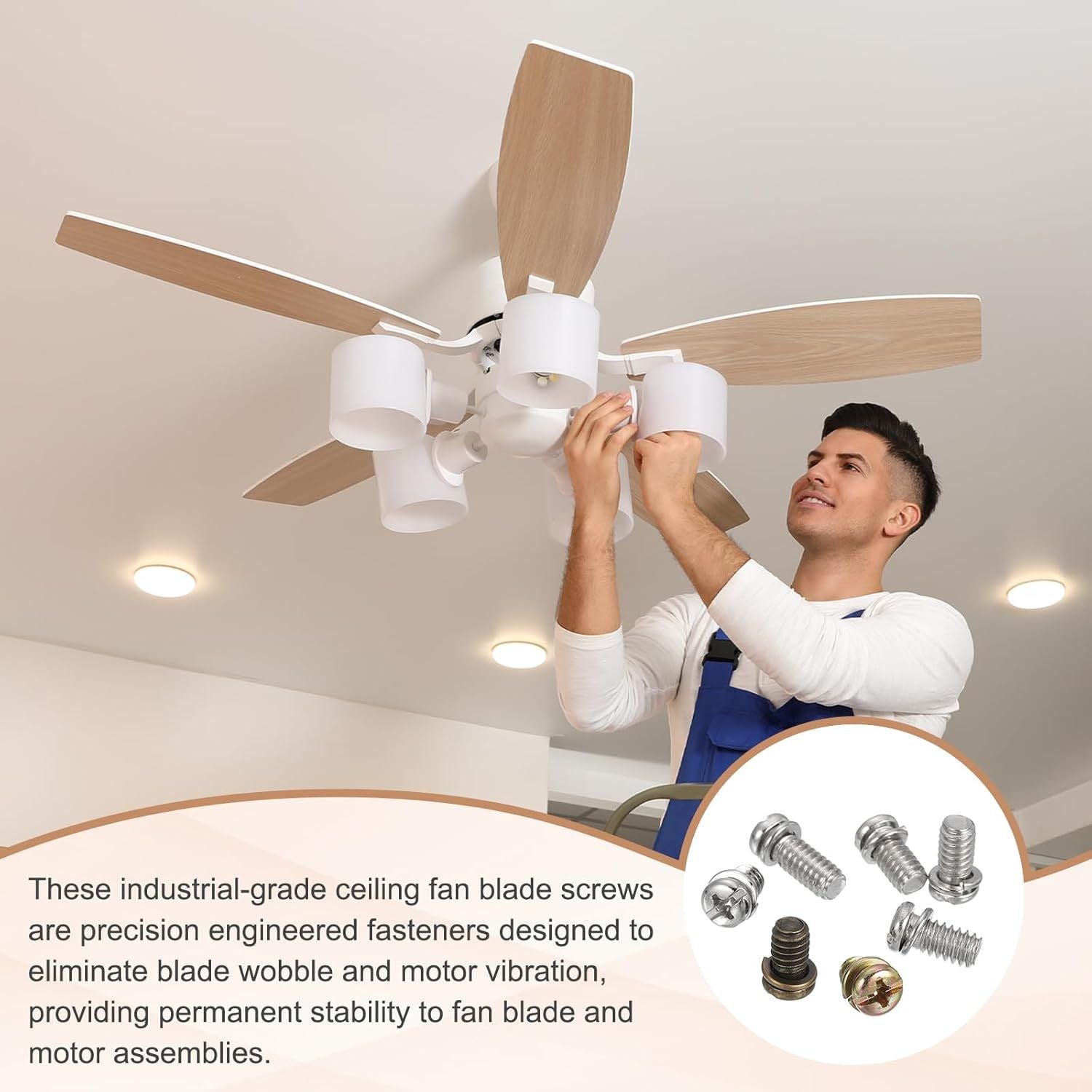 20Pcs Ceiling Fan Blade Screws, 1/4"-20 x 3/8 Carbon Steel Phillips Pan Motor Replacement Screw for Lighting Ceiling Fan, Copper