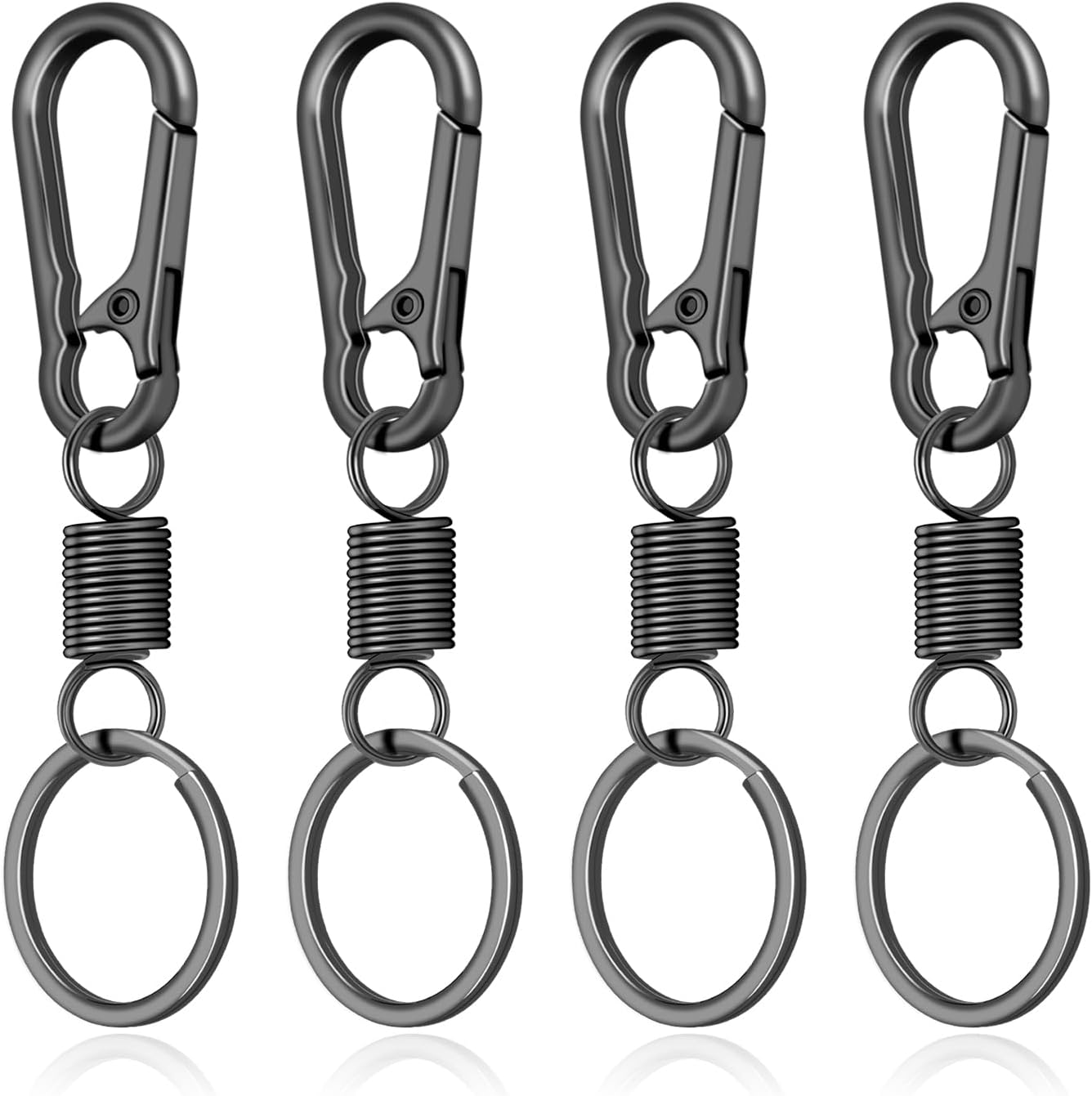 4Pack Small Carabiner Keychain, Spring Keyring Holder Organizer Clips, Metal Snap Hook Clip for Car Key Chain, Keyrings Holder, Purse Hook, Paracord Keychain Lanyard, Men and Women Key Fob Black